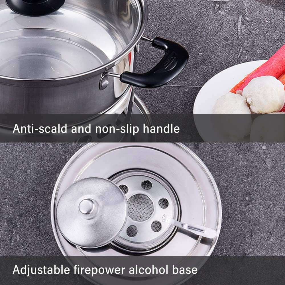 Alcohol Stove with Pot, Camping Stoves Set, Hot Pot Alcohol Stove, Portable Stainless Steel Alcohol Burning Stove for Cooking Barbecue Camping Hiking Picnic (16CM) image number 4