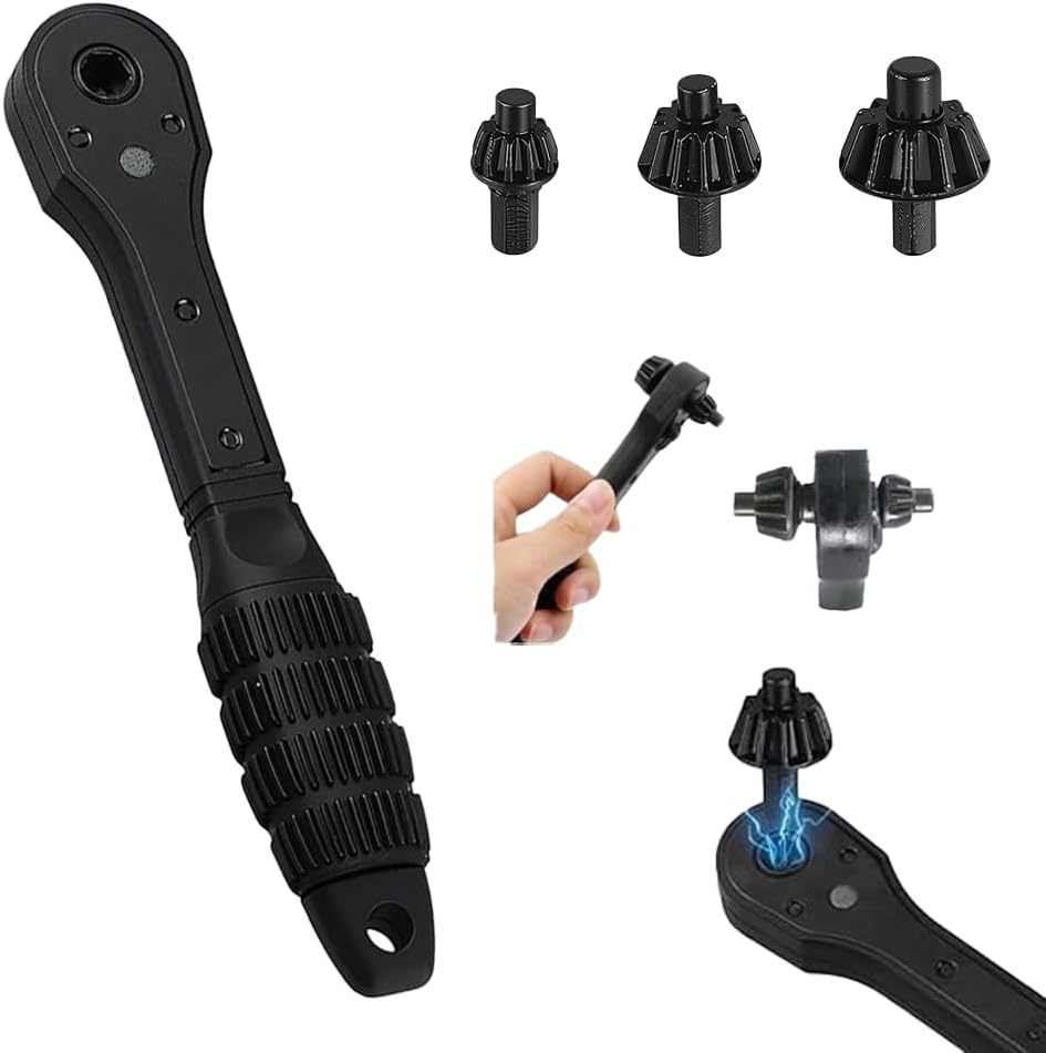 2 in 1 Double Head Ratchet Drill Chuck Key Wrench, Heavy Duty Universal Replacement Tool for Tightening or Loosening Electric Drills and Power Tools image number 3