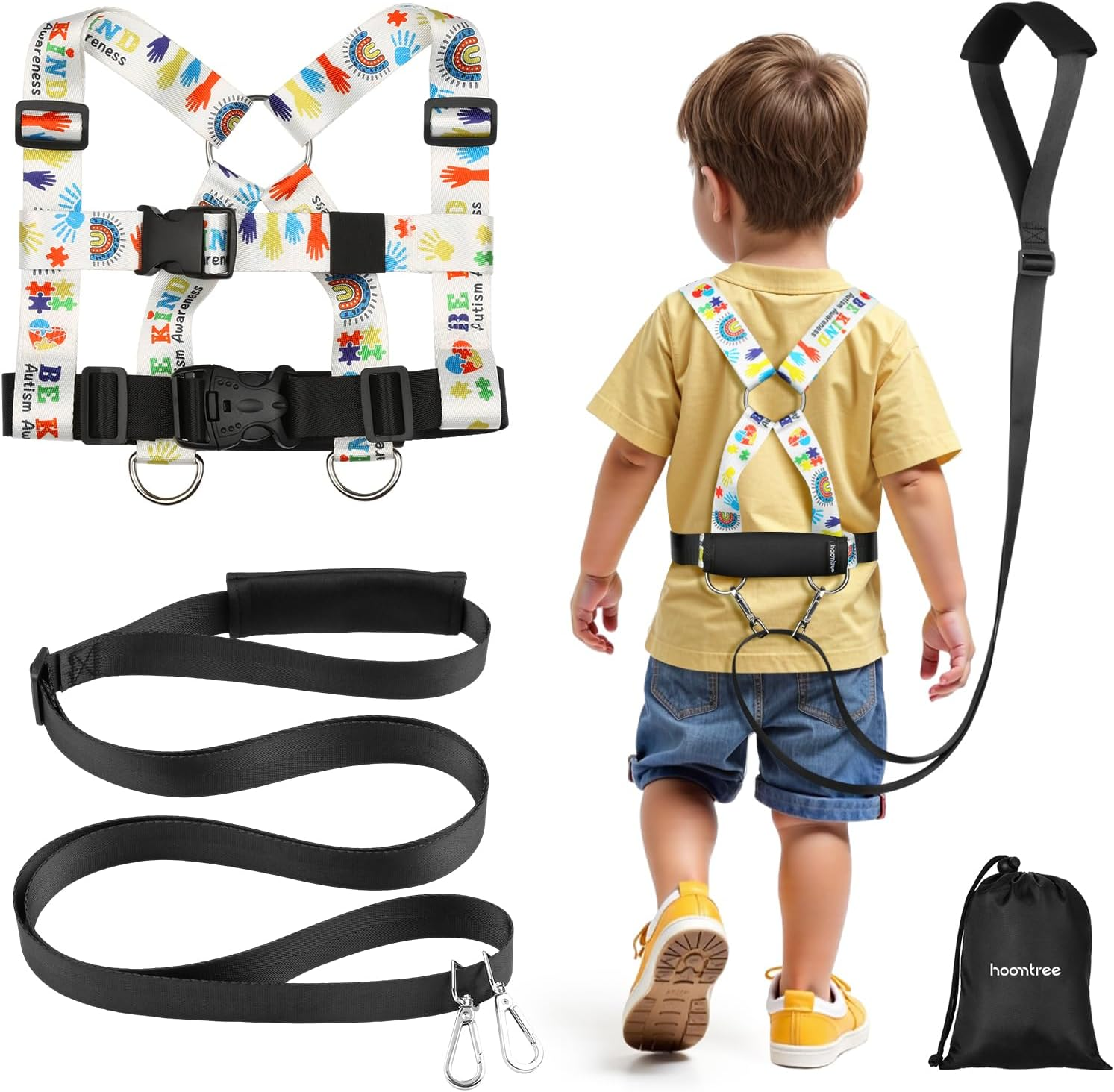 HOOMTREE Safety Walking Harness and Leash for Autism & Special Needs Kids Ages 3-6 with Easy-Adjust Tether + Emergency Grab Handle for Wandering Prevention & Calm Outdoor Adventures image number 3