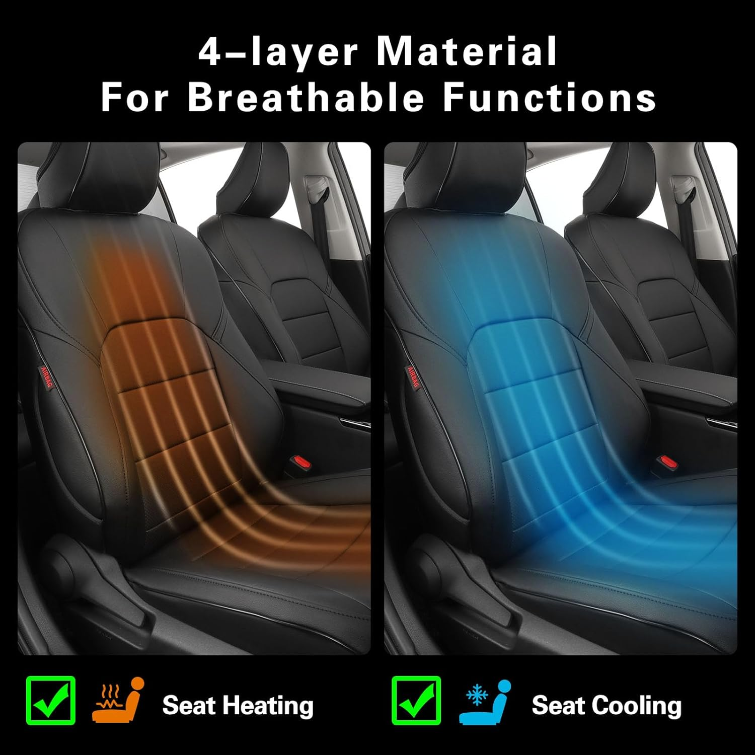 EKR Camry Seat Covers for Toyota Camry L, LE, SE 2018-2024 & SE Nightshade 2020-2024,(Not for Hybrid) Leather Car Seat Cover Full Set for Trucks Suv-Faux Leather (Black) image number 2