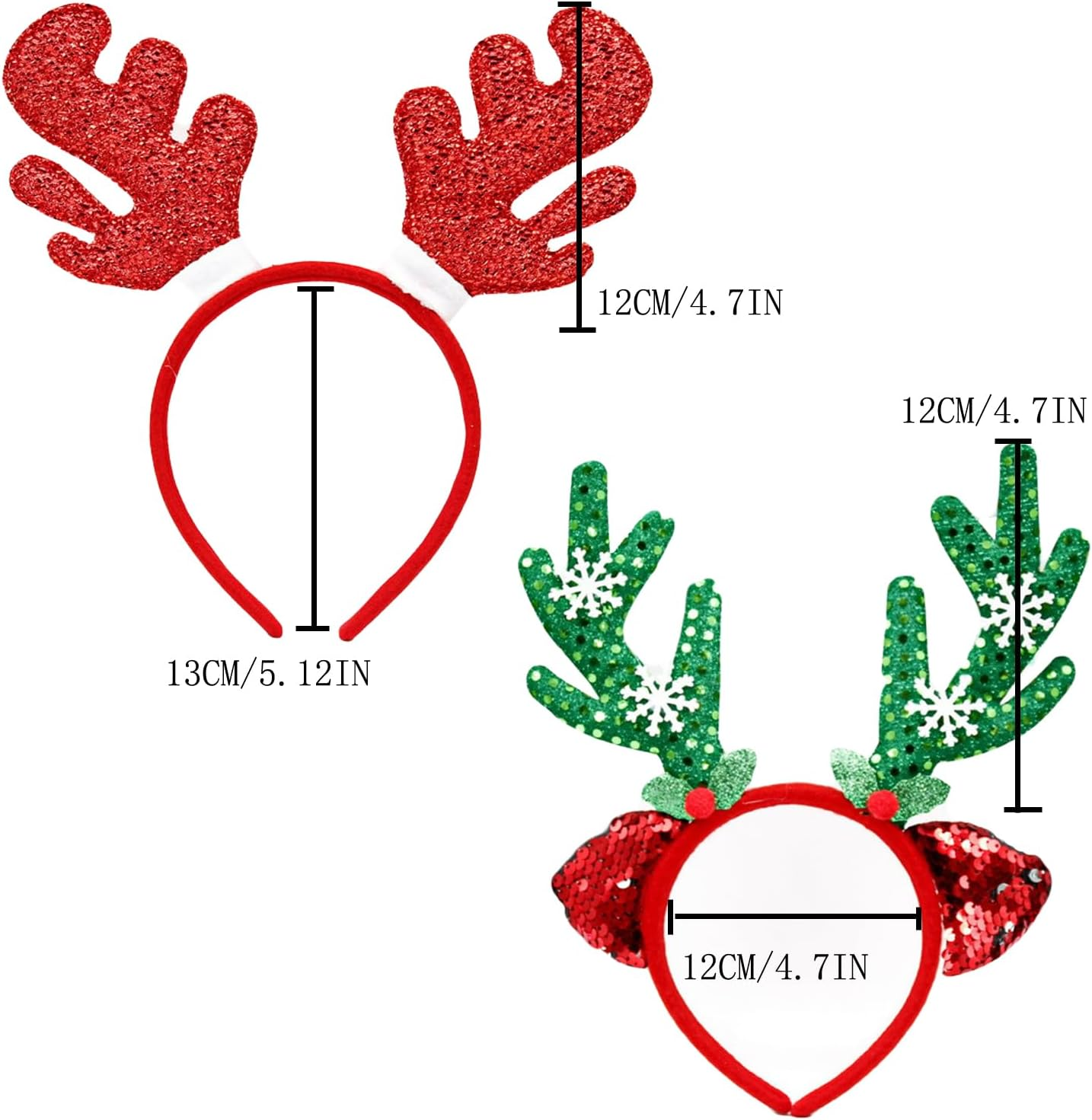 Lopsity 2PCS Christmas Headbands Xmas Headwear Reindeer Antlers Women Headband Christmas Party Costume Headpiece (A) image number 4