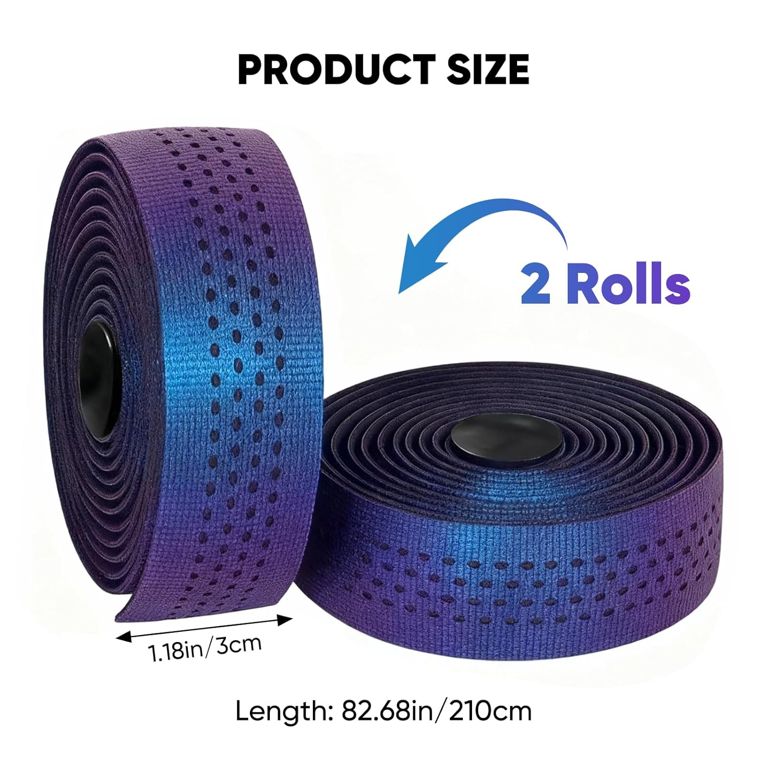 Gradient Purple Bike Handlebar Tape, Non-Slip EVA Road Bike Bar Tape with Shock Absorption, Waterproof Breathable Cycling Handle Wraps for Comfortable Grip & Control, Set of 2 image number 1