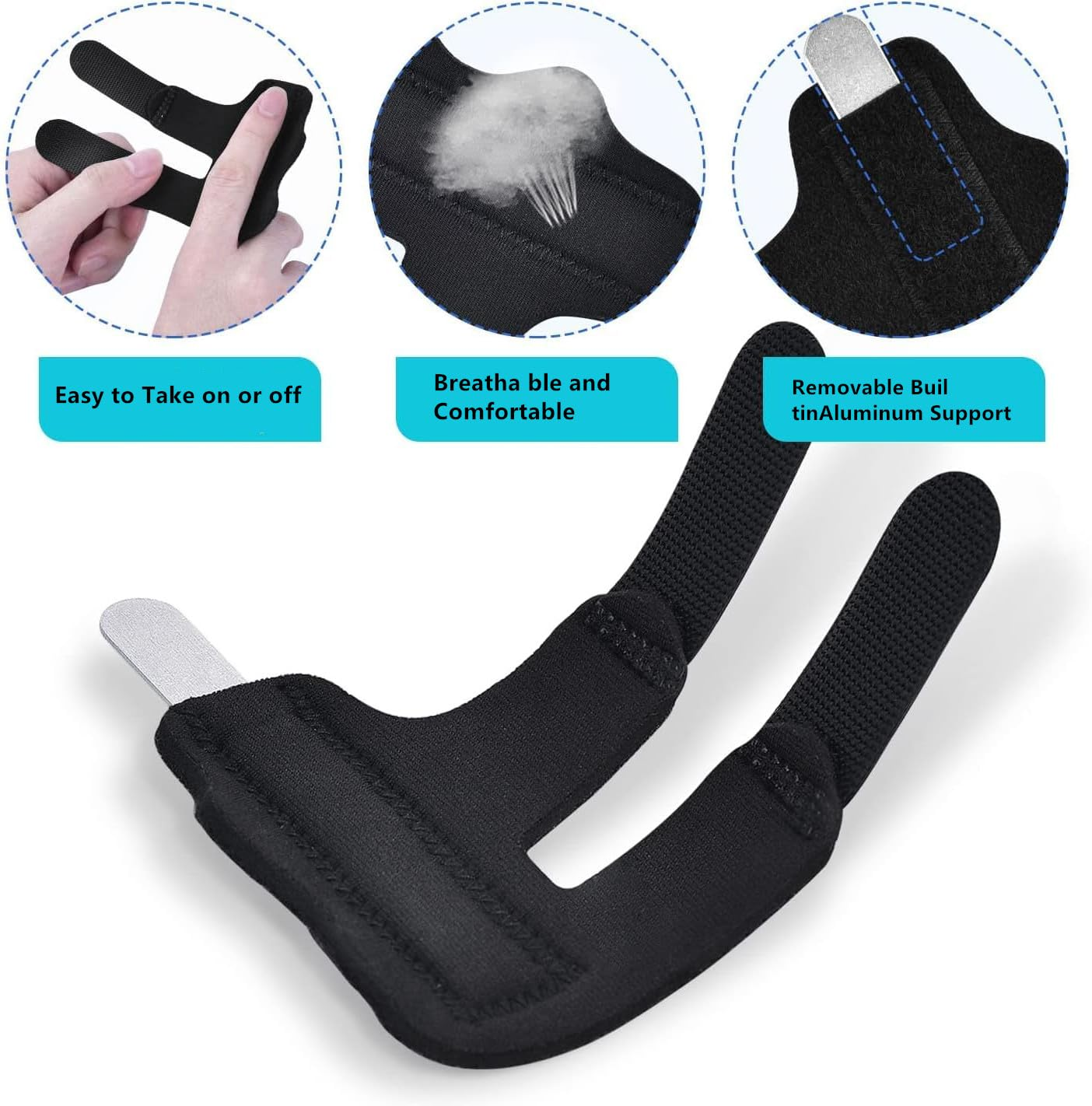 4Pcs Finger Splints, Finger Support Brackets, Finger Splint Broken Finger Stabilizer for Straightening Arthritis Fingers Broken and Strained Arthritis (Black) image number 5