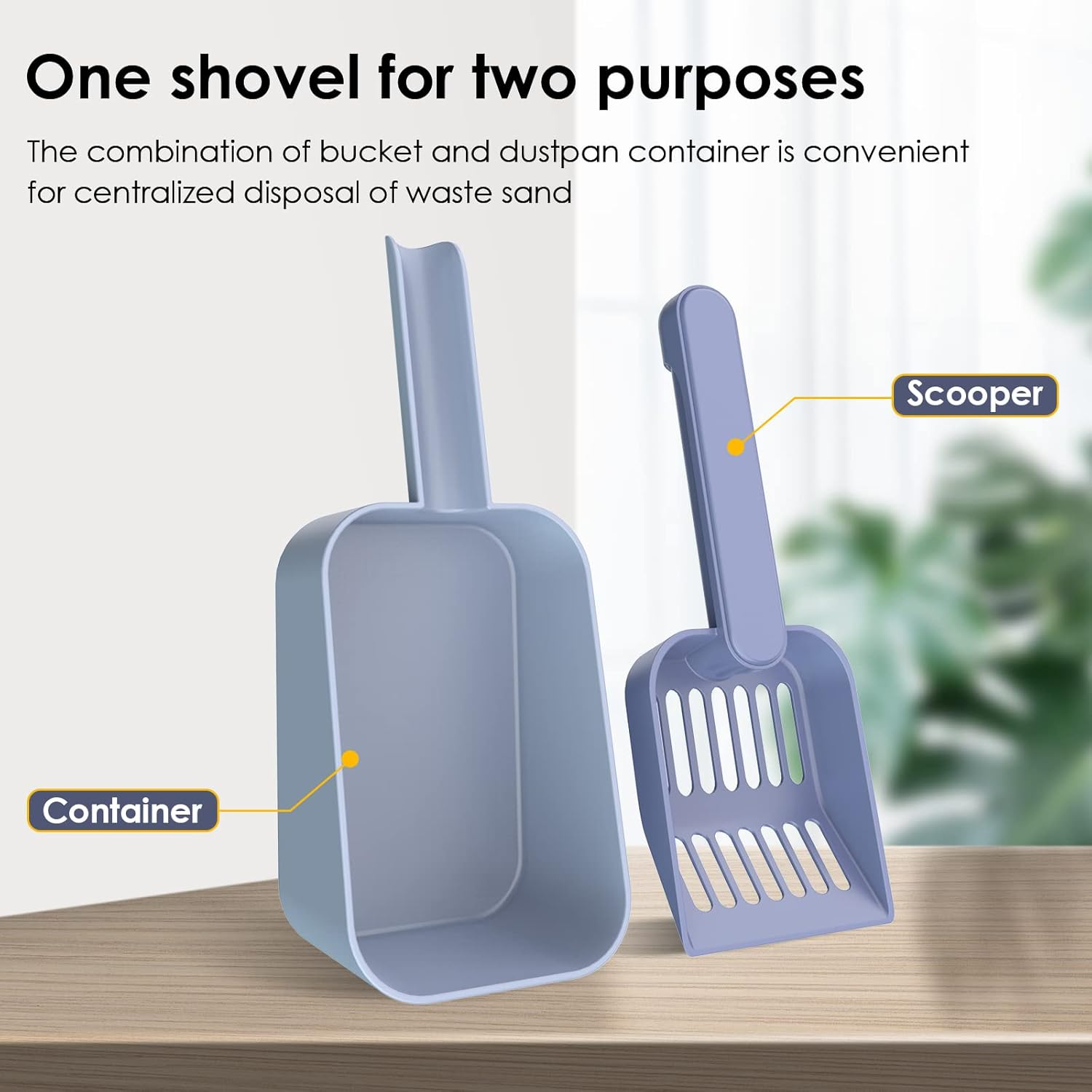 MEREN Cat Litter Scoop with Holder,Plastic Cat Litter Scooper,Deep Shovel,Large Capacity,Cat Scooper for Litter Box with Stand, Great for Scoop Away Cat Litter,Poop Sifting,Durable and Cute(Blue). image number 3