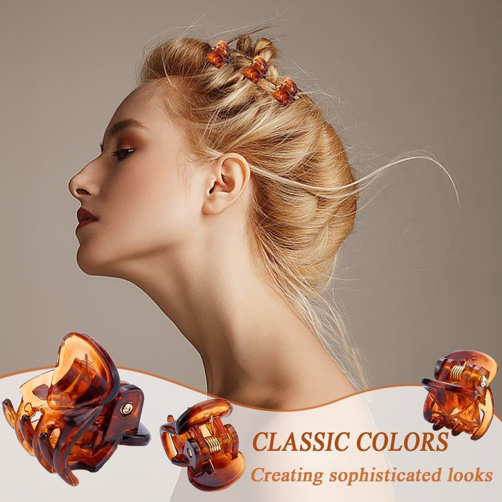 TRKETK 36 Pcs Mini Hair Clips, Plastic Mini Claw Hair Clips Non-Slip Hair Catch Small Hair Claw Clips Mini Jaw Clips Hair Accessories for Girls and Women (Black and Brown) image number 2