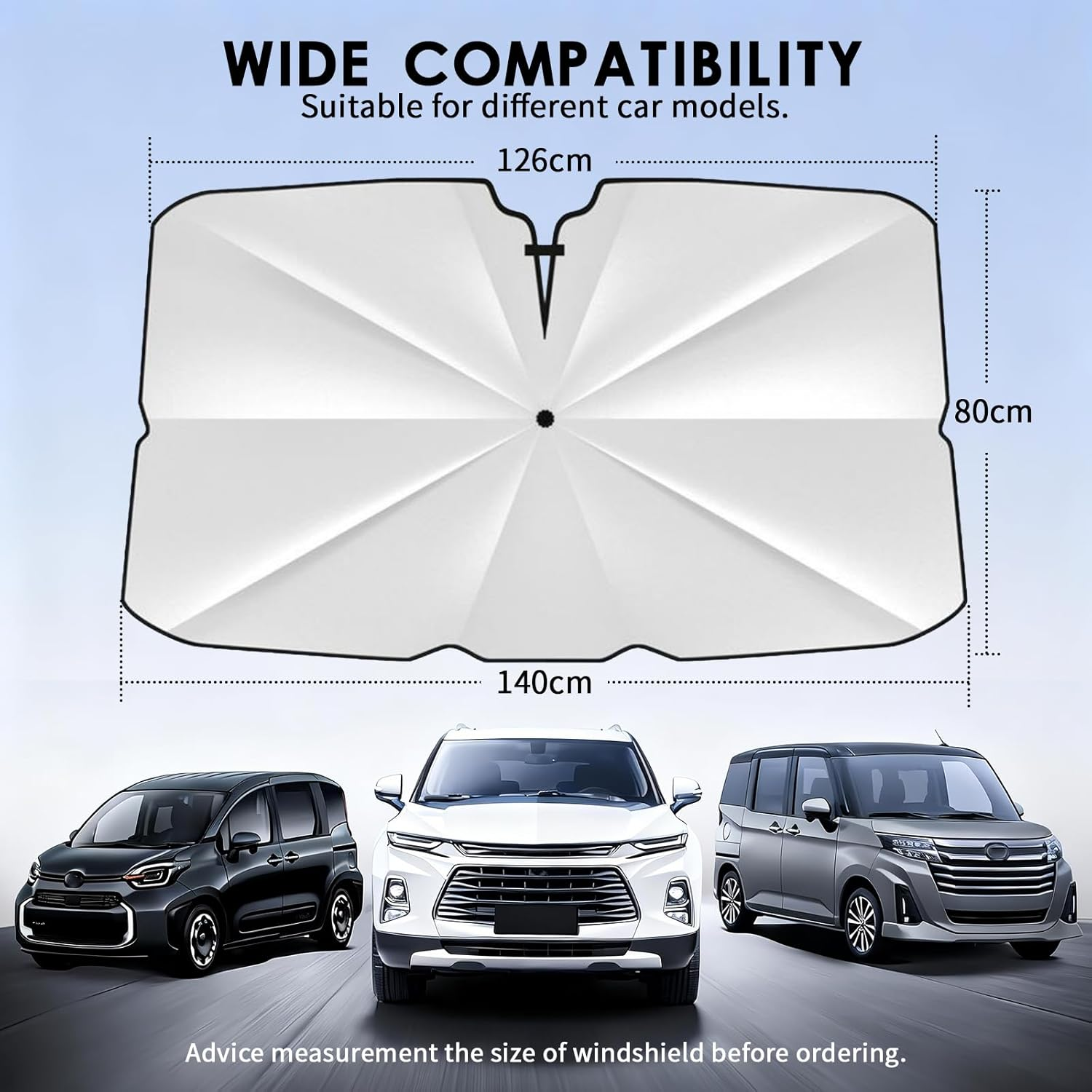 80 * 140Cm Car Windshield Sun Shade Umbrella Protect Car from Sun Rays & Heat Damage Keep Cool and Protect Interior image number 2