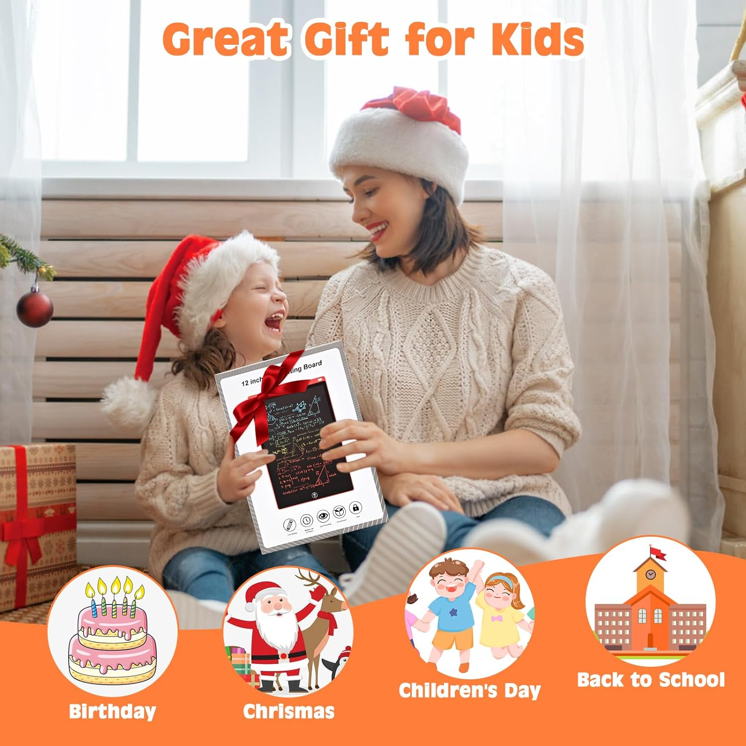 12 Inch LCD Writing Tablet for Kids Toddlers, Drawing Pad Toys for 3 4 5 6 7 8 Year Old Girls Boys, Doodle Board Travel Essentials Christmas Birthday Children Gifts - Pink-12 In image number 6