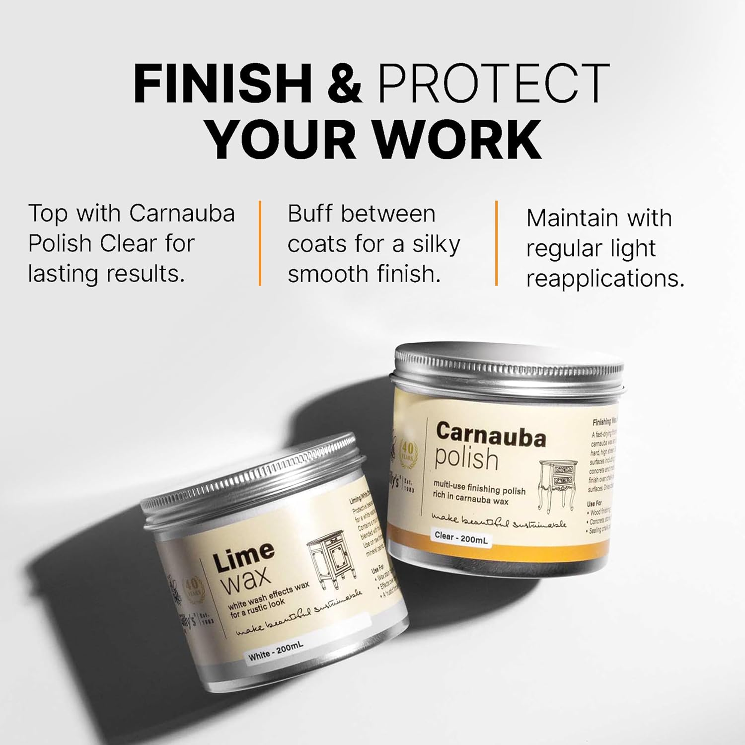 Gilly'S Lime Wax 200Ml &ndash; White Effects Wax for Timber & Chalk Paint Finishes | Create a Whitewashed or Liming Effect | Natural Blend of Waxes, Oils & Titanium Dioxide image number 2