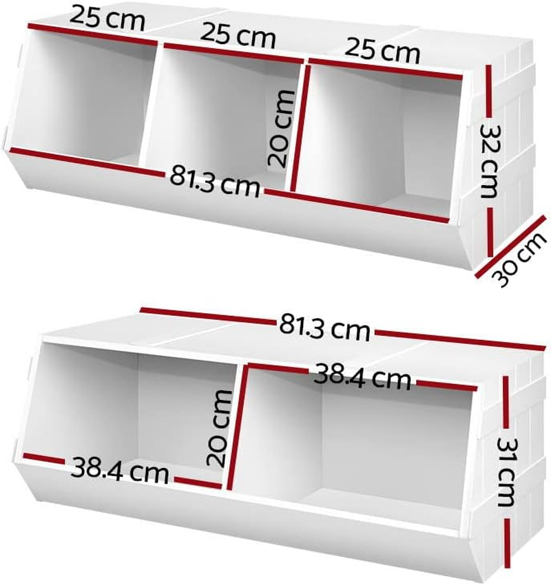 Keezi Kids Toy Box, Children Toys Storage Organiser Furniture Multifunctional Activity Play Living Room Bedroom Decor, MDF Stackable Construction White image number 5