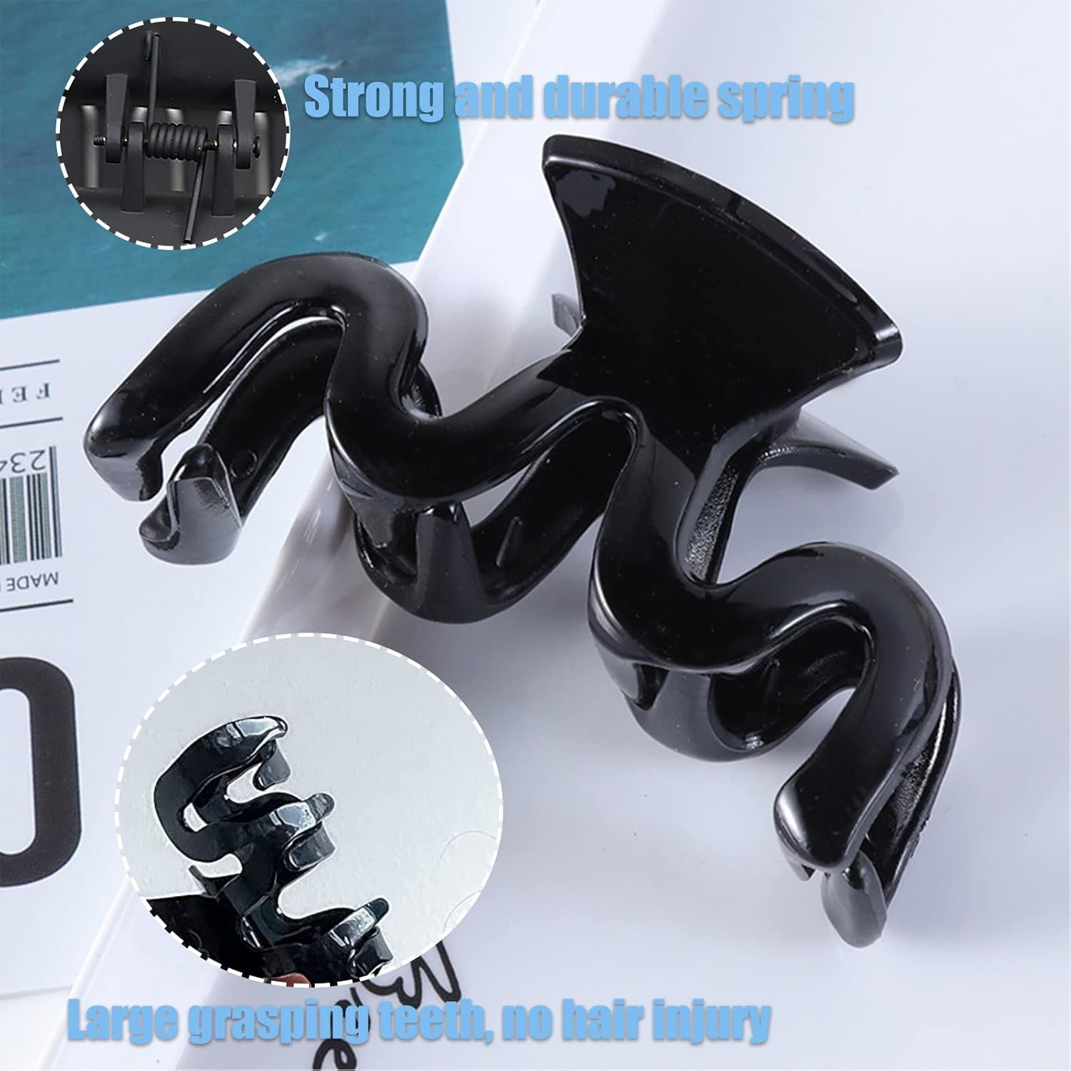 9 Cm Large Hair Clip with Strong Hold, Hair Clip for Women, Long Thick Curly Hair, Acrylic Hair Clips for Women and Girls (Black) image number 1