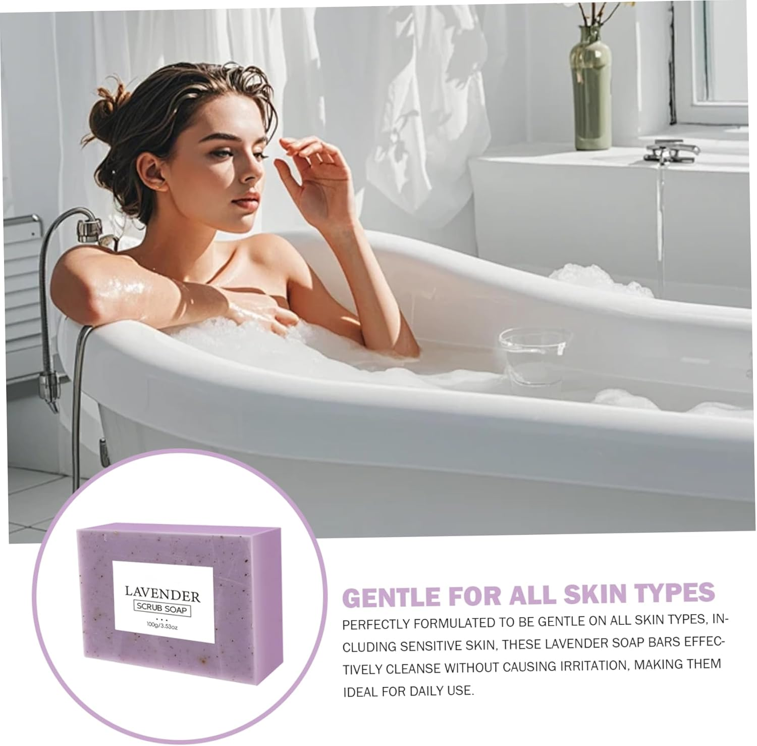 4Pcs Lavender Soap, 100G Nourishing Moisturizing Lavender Soap Bars Natural Ingredients Multi-Purpose Bath Shower Supplies for All Skin Bar image number 4