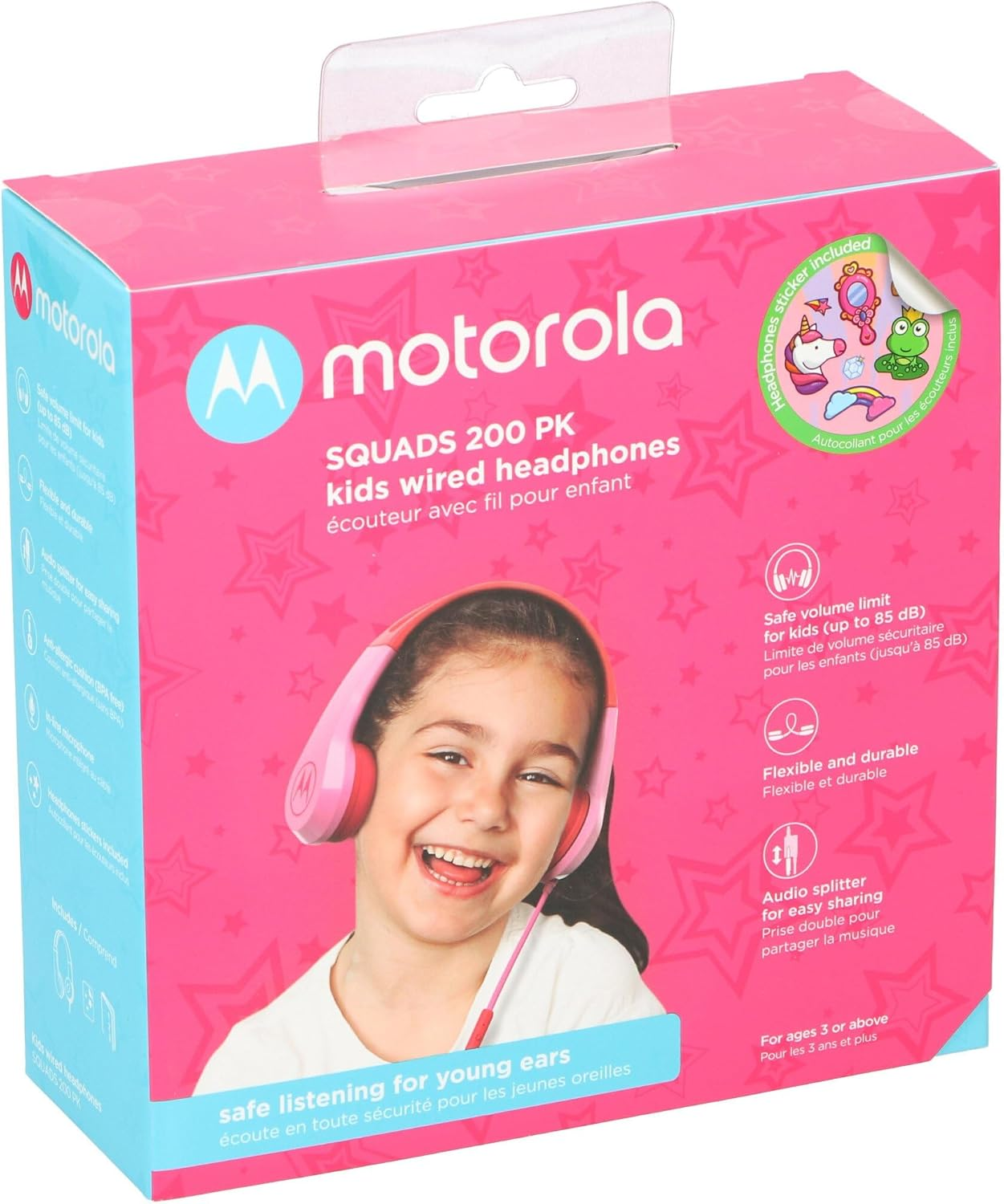 Motorola Kids Headphones Motorola On-Ear Kids Headphones, Pink, (SQUADS200PINK)