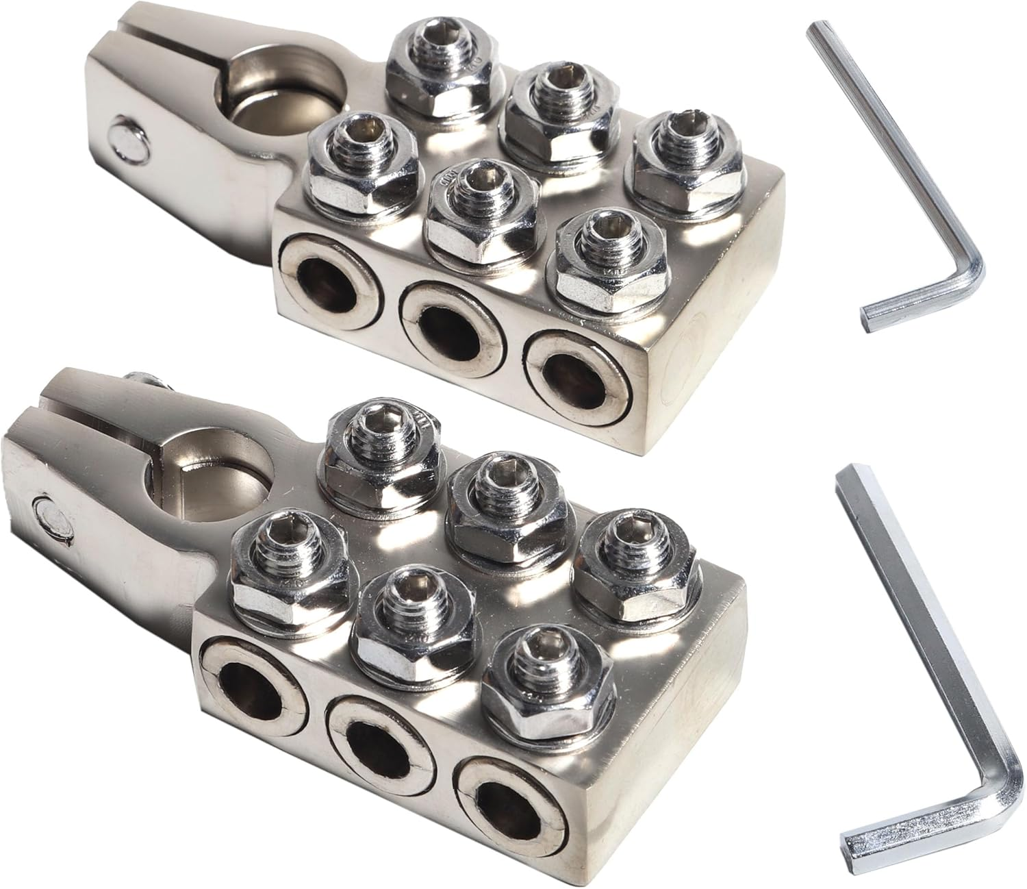 Aikoolwer 6 Way Battery Terminal Connector 6X(2/0) AWG Gauge Positive Negative (+/-) Auto Battery Post Clamp Car Caravan Motorhome Truck Houseboat Motorcycle Forklift Crane image number 1