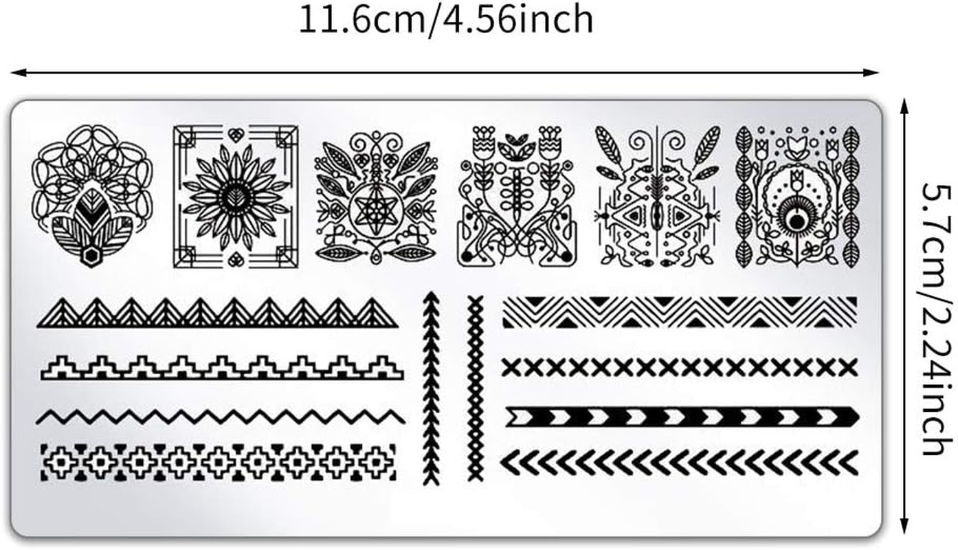 Birdsunshine 10 Pcs Nail Stamping Plates, Flowers, Lace, Geometric Patterns Nail Art Stamping Templates Manicure Tool Kit, with 1 Stamper and 1 Scraper image number 6