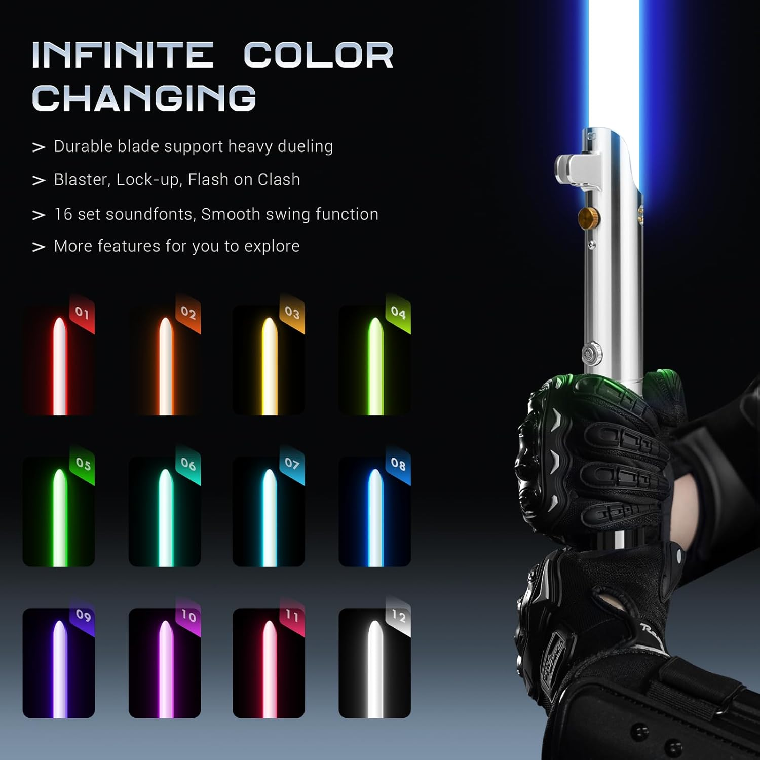 G4E Lightsaber with Bluetooth App, Smooth Swing, 16 Sound Fonts, Infinite RGB Colour Change, Motion Control. Upgraded RGB V3.0. Light Saber for Adults and Cosplay. (Ani RGB (Duelling))