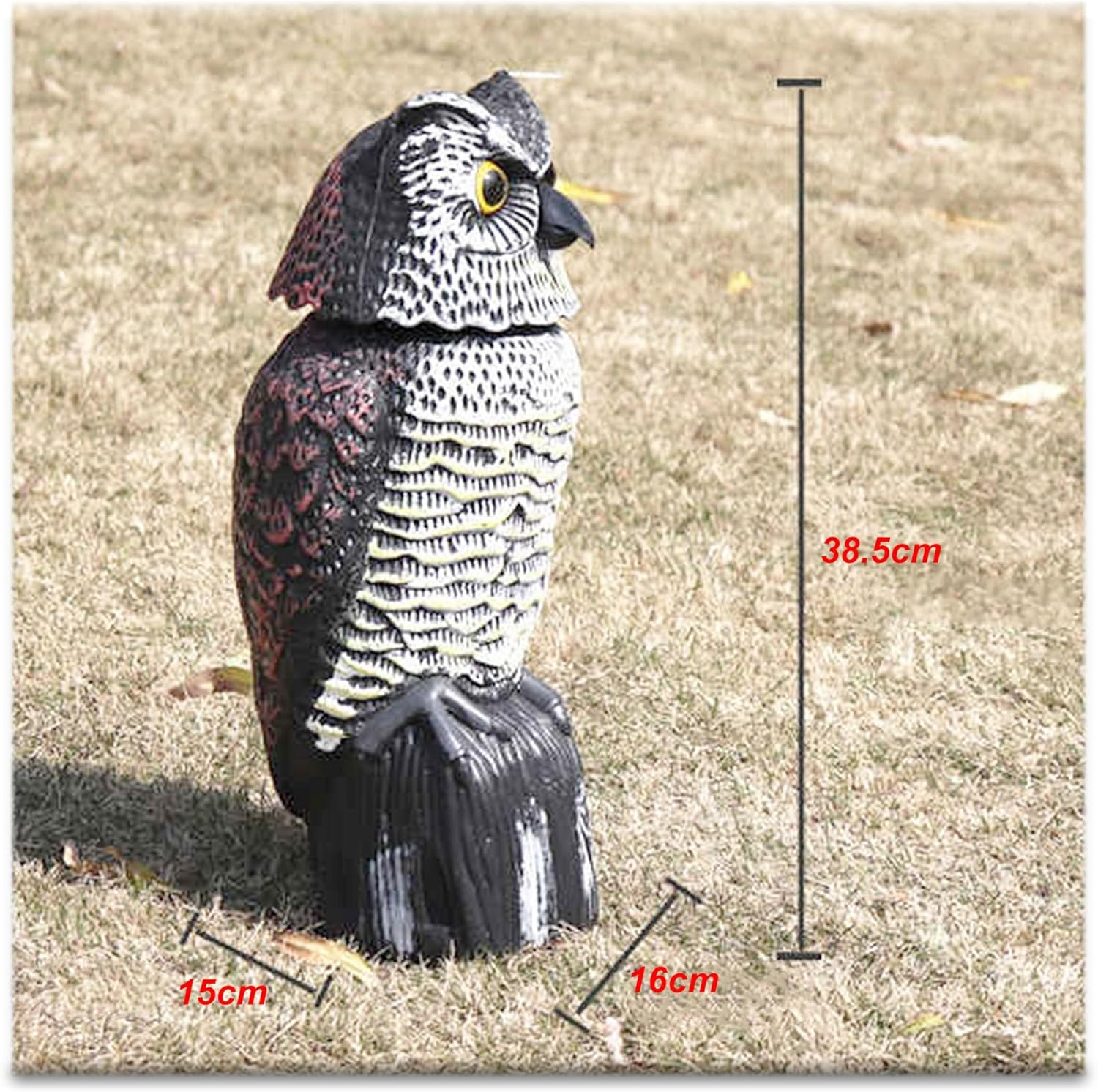 Owl Decoy to Scare Birds Away Bird Deterrents for Outside, Owl Decoy, Scarecrow Fake Owl with Rotating Head, Woodpecker Deterrent, Plastic Owl Statue for Outdoor Garden Yard (1 Pack) image number 4