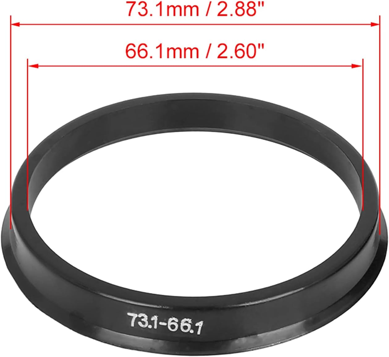 X AUTOHAUX 4Pcs Plastic 73.1Mm to 66.1Mm Car Hub Centric Rings Wheel Bore Center Spacer Black image number 3