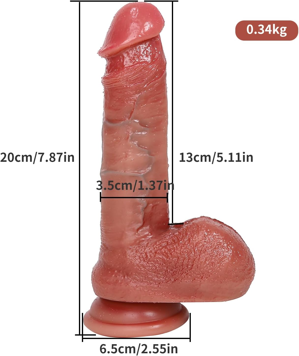 Anfei 7.87 Inch Realistic Dildo for Beginners Lifelike Silicone Dildo with Suction Cup for for Women and Couple image number 4