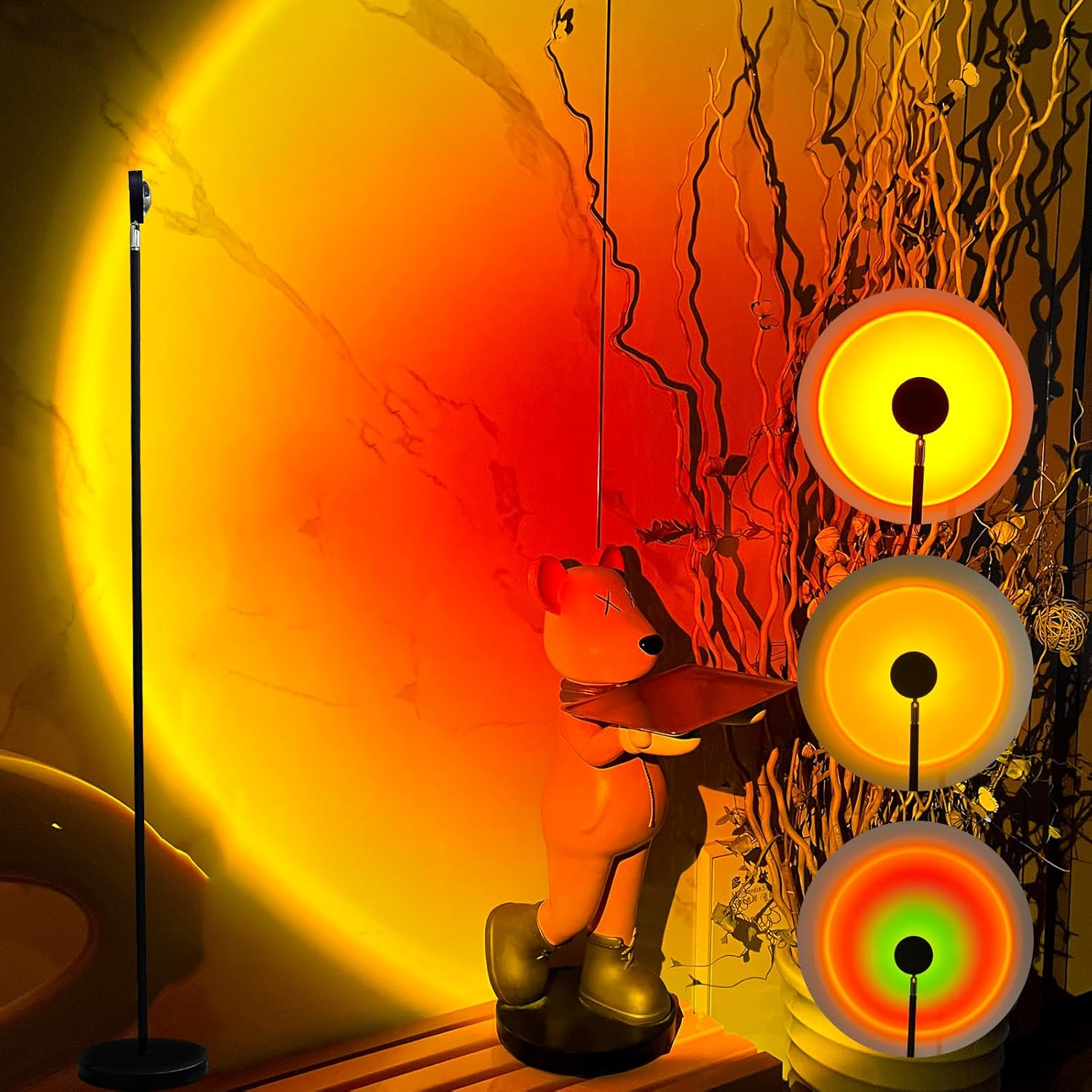 GY Floor Lamp Living Room, 4 Colours Sunset Lamp, USB Port Sunlight LED Projector, 720&deg; Rotating Romantic Mood Light, Suitable for Photography, Selfie, Living Room Decoration