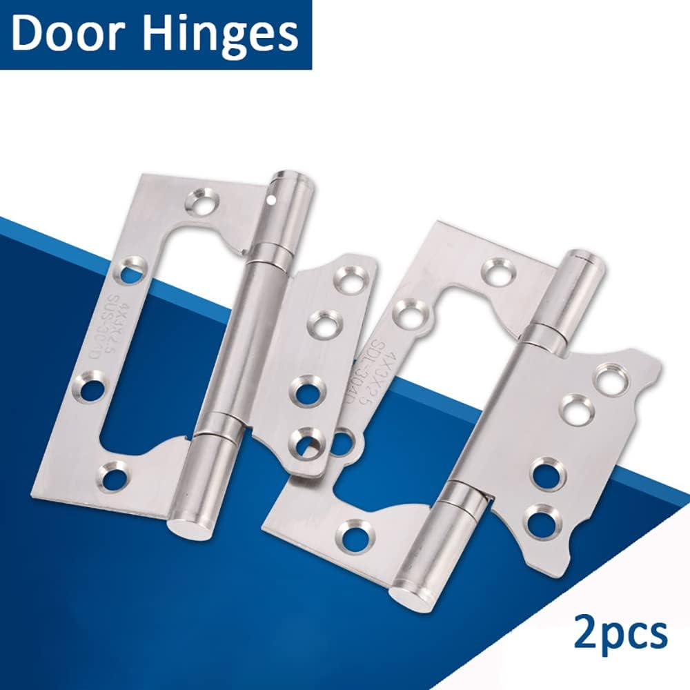 Stainless Steel Flush Hinges, 2 Pcs Small Flush Doors Hinges with Screws, Smooth and Silent Movement, Ideal for Bedroom Wardrobe, Kitchen Cabinets, Internal Doors image number 6