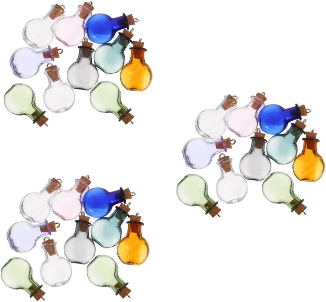 STOBAZA 3Sets Mini Glass Bottle with Lid Creative Glass Jars for Decor Storage Diy Present with Cork Stopper 10Pcs*3