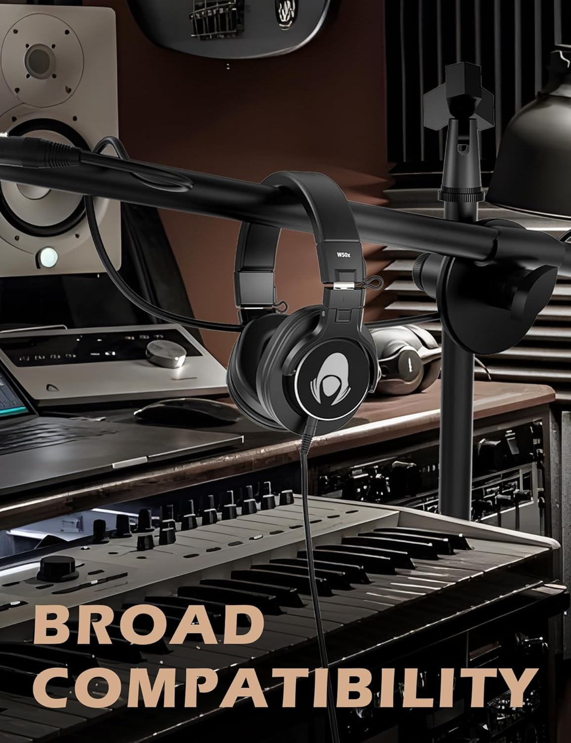 Talomen over Ear Headphones for Studio Monitoring, Professional Wired Closed-Back Headphone with Detachable Cables, High-Fidelity Audio for Tracking, Mixing, Djing, and Mastering W50X