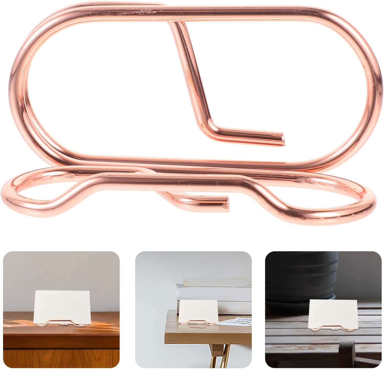 WRITWAA Metal Business Card Holder Desktop Stand Sturdy Business Card Organizer for Office Home Desk Accessories with Capacity and Metal Construction Rose Gold image number 1