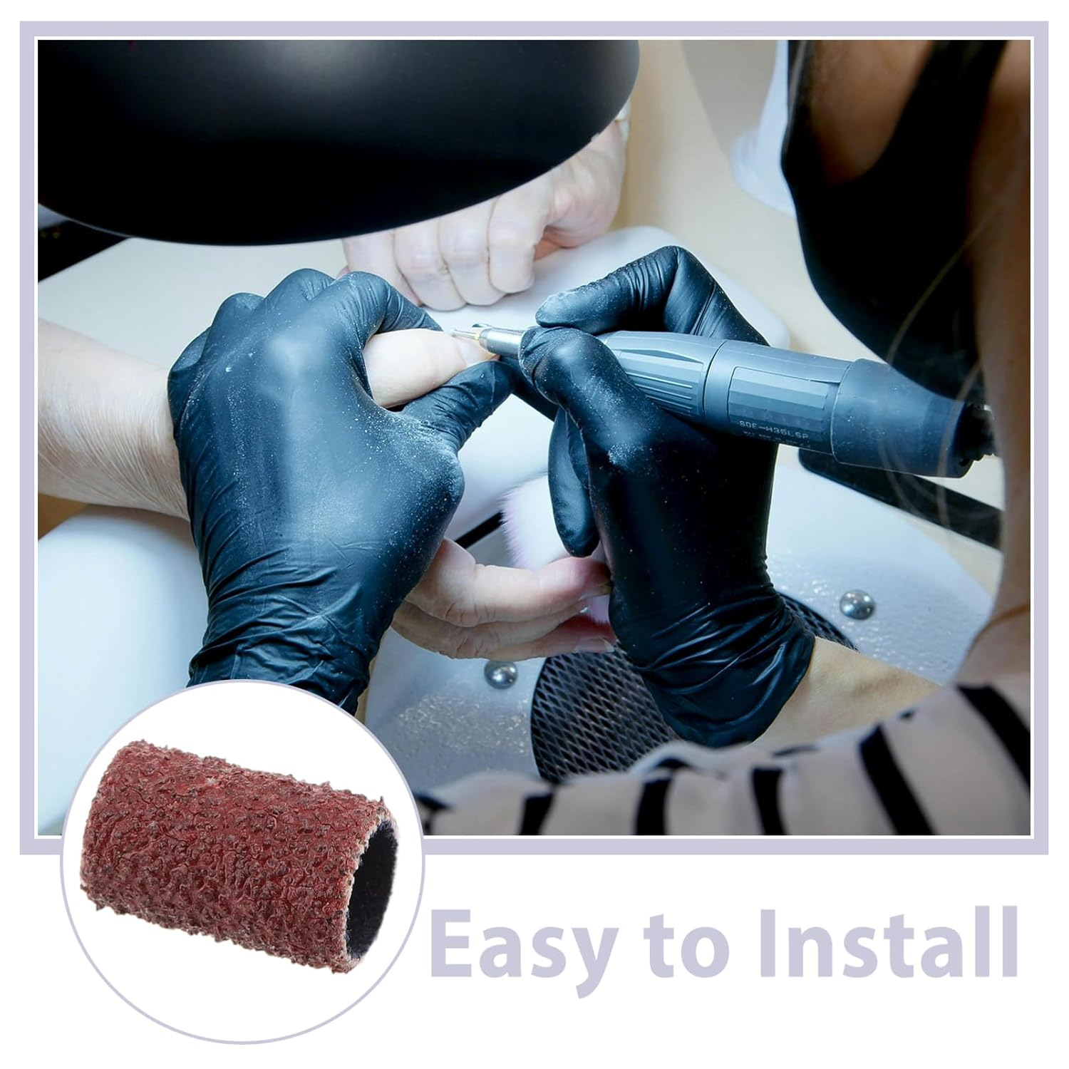 ARTSEWPLY 100Pcs Professional Nail Polishing Head Sanding Bands Grit Nail Shaping Bands Buffer File Attachment Drill Machine Attachment image number 5