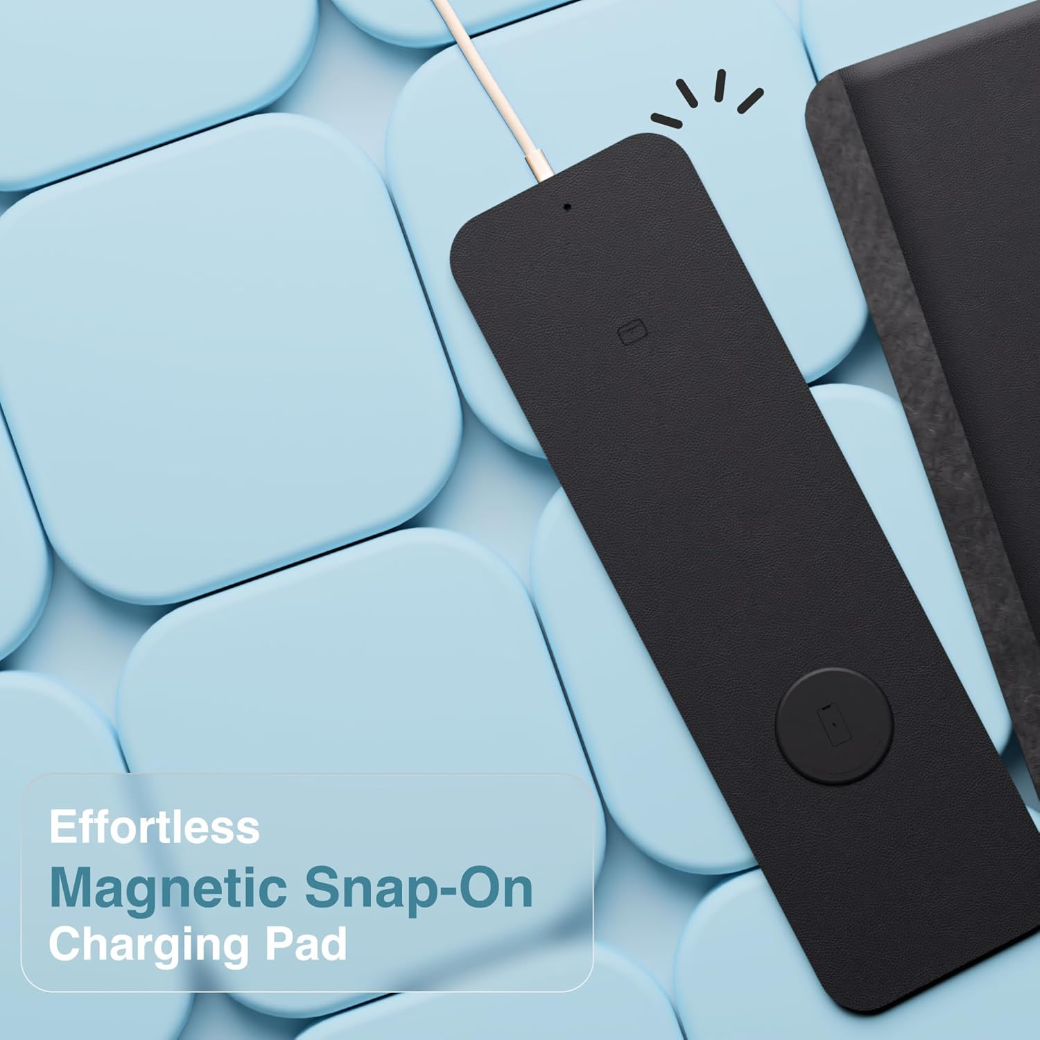 Laser Chargecore Wireless Charger Desk Mat with 15W Qi Magsafe Charger, Water-Resistant PU Leather, Detachable Magnetic Mouse Pad, USB C Cable &ndash; Wireless Charging Station for Phones & Earbuds (Black) image number 6