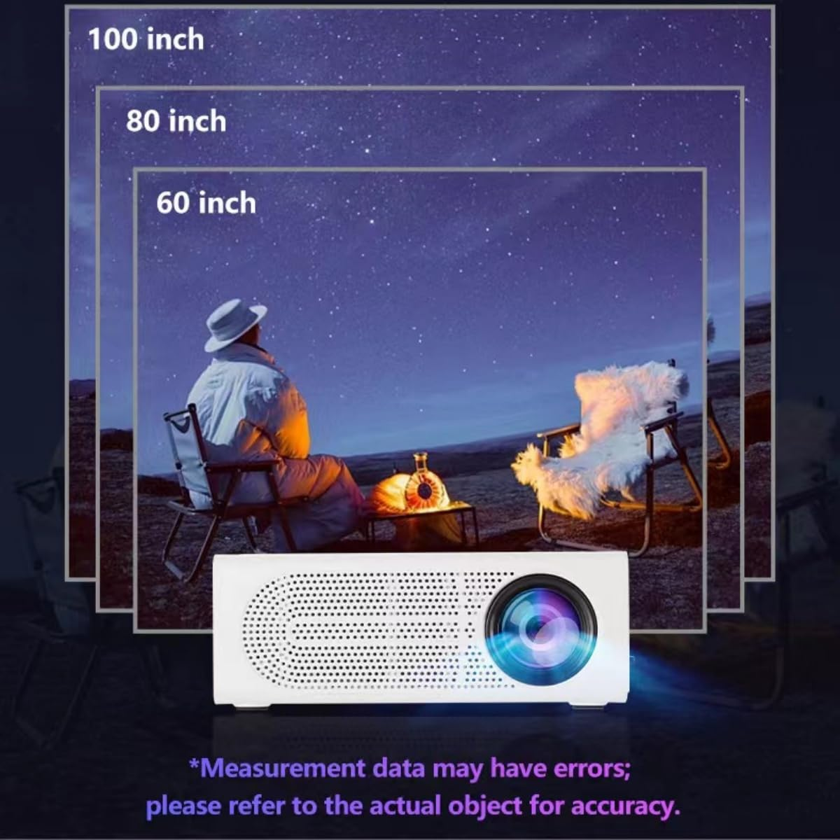 Mini Portable Projector,Movie Projector for Kids, Mini Projector Supported HD 1080P, Small Portable Movie Projector for Outdoor Projector Use in Camping, Home Theater Video Projector (Black) image number 3