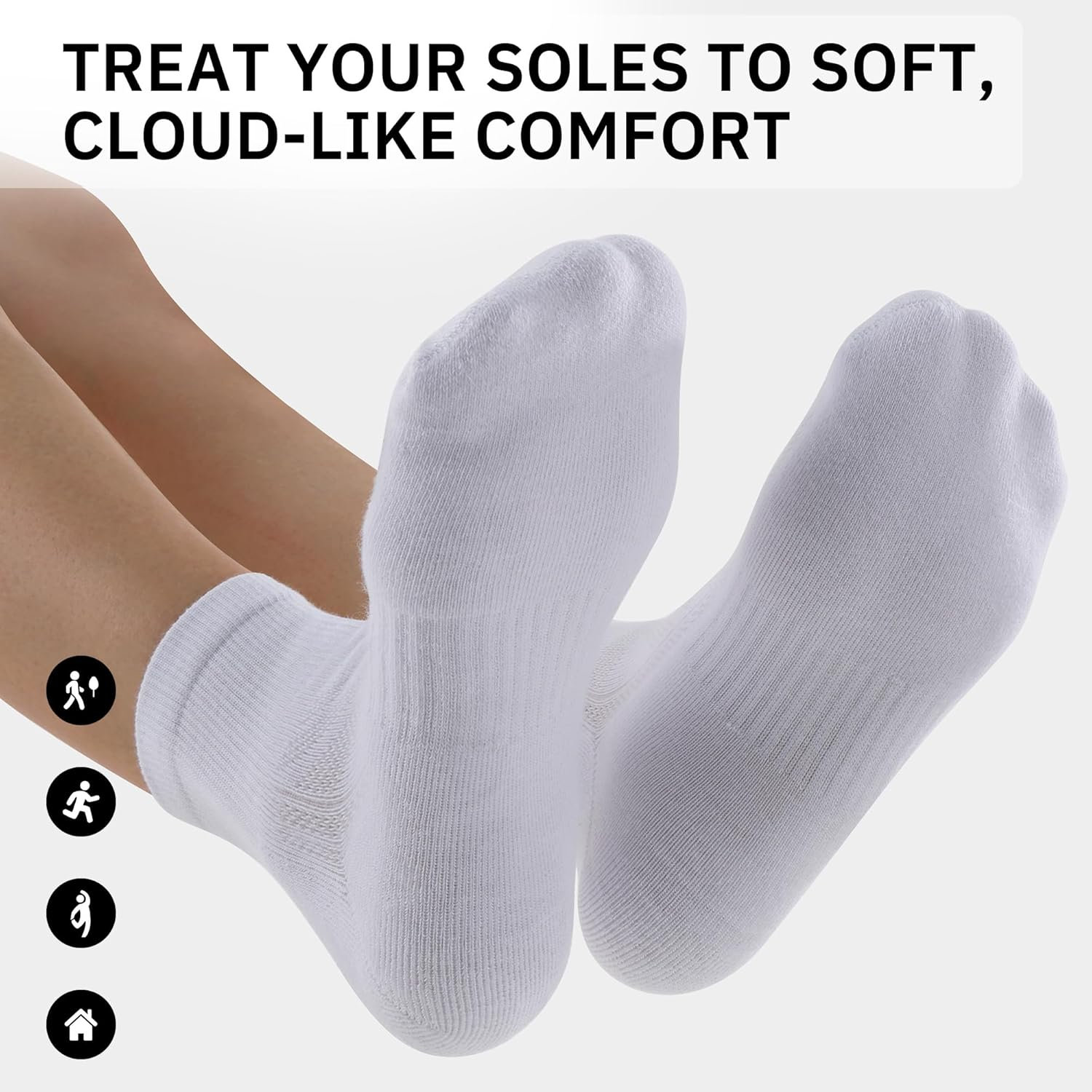 CLOSEMATE 6 Pairs Womens Ankle Athletic Socks Cushioned Cotton Comfort Breathable for Running Sports image number 6