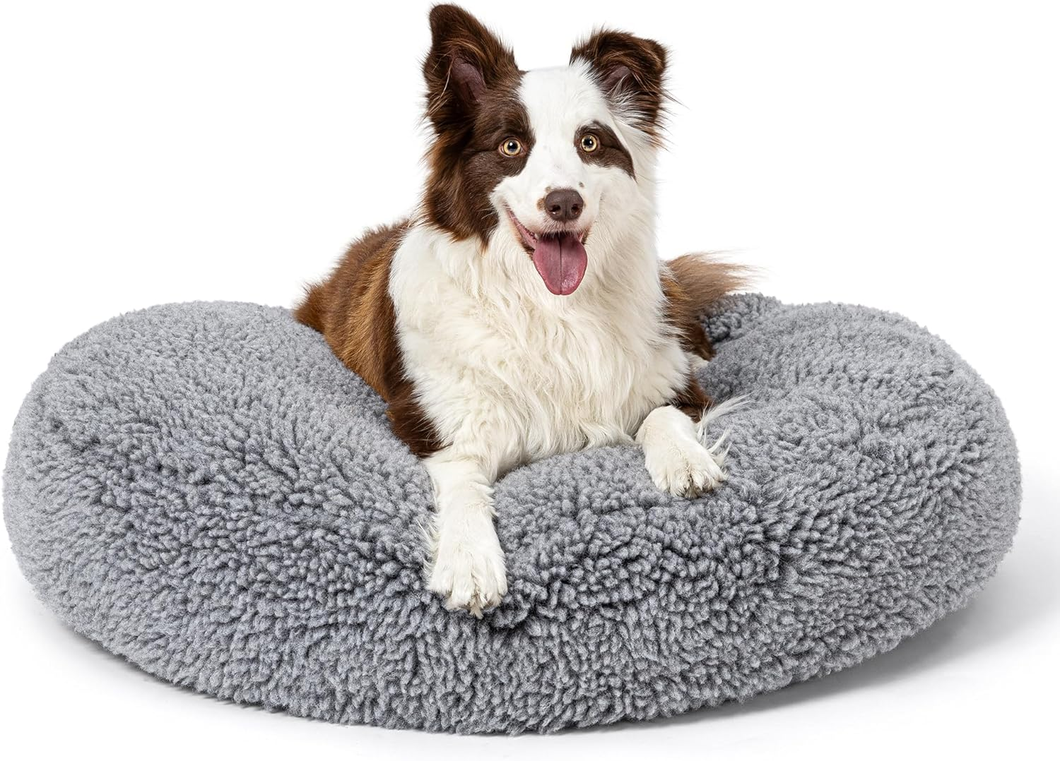 Stoutwool Chew Proof Dog Bed - round Chew Resistant Dog Bed - Fluffy Pillow Bed for Aggressive Chewers - Durable - Washable - Ideal for Large Breeds - 91Cm, Charcoal image number 2