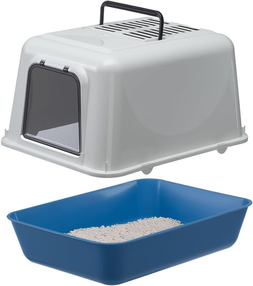 Ferplast Closed Cat Litter Tray, Cat Litter Box, 2 Anti-Odor Activated Carbon Filters Included, Darkened Swing Door, 39.5 X 52.5 Xh 38 Cm, Clear CAT 20 Litter Tray, Mixed Colors image number 2