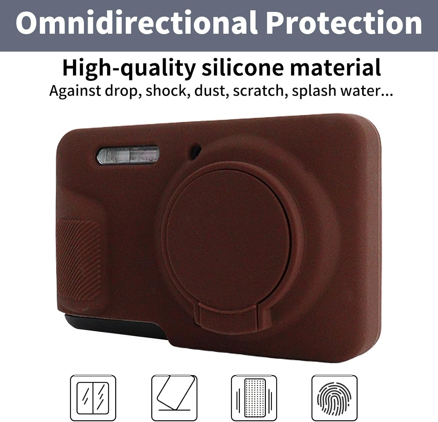 VOVMOEYA Camera Case for Kodak PIXPRO FZ55 with 2 Screen Protectors and 1 Hand Strap, Silicone, Soft Protective Lightweight - Black image number 4