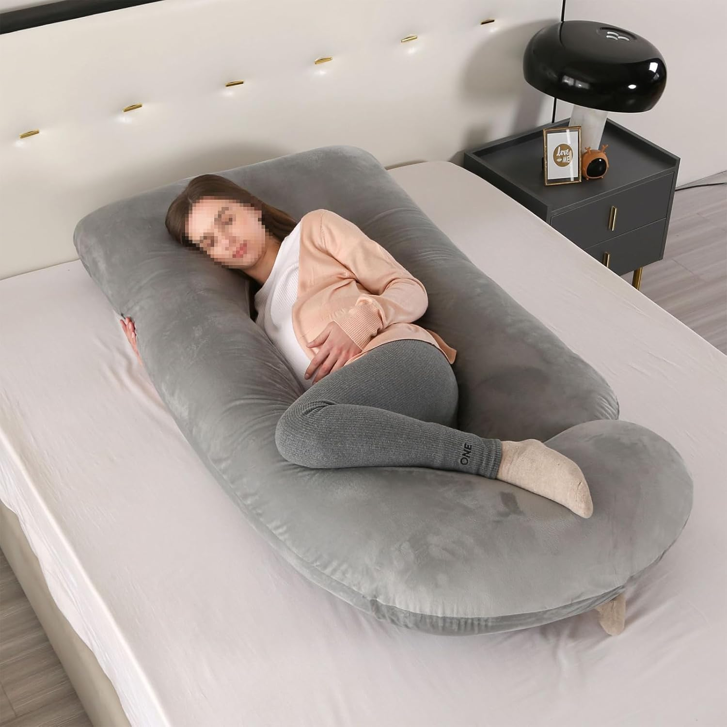 Nayubo Body Pillow for Sleeping Large U-Shape Soft Full Body Pillow with Washable Cover Adults Side Sleeper Pillow for Legs, Lower Back, Head, Neck, Shoulder Support (Grey) image number 3