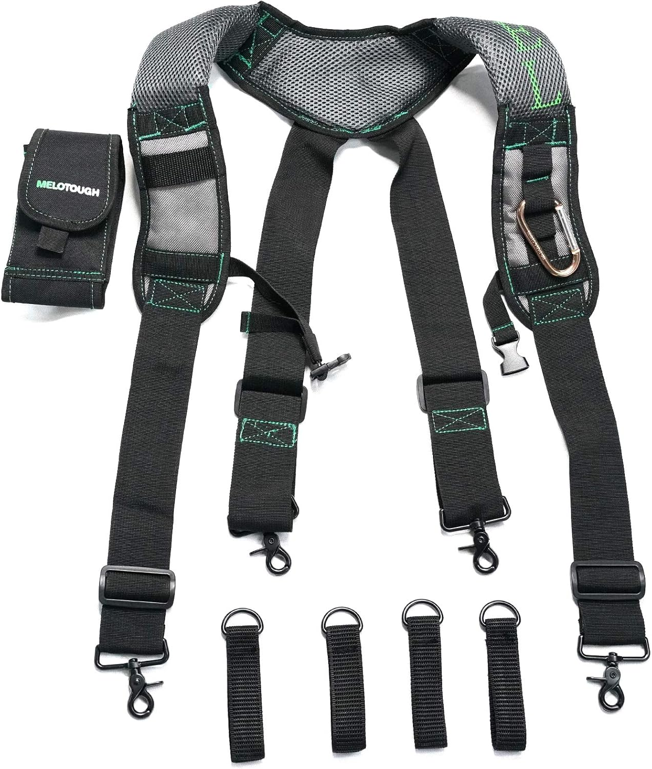 MELOTOUGH Gel Construction Work Suspender Tool Belt Braces with Gel Shoulder Pad Detachable Phone Holder (Trigger Snap Hook End Work Suspenders)&hellip; image number 1