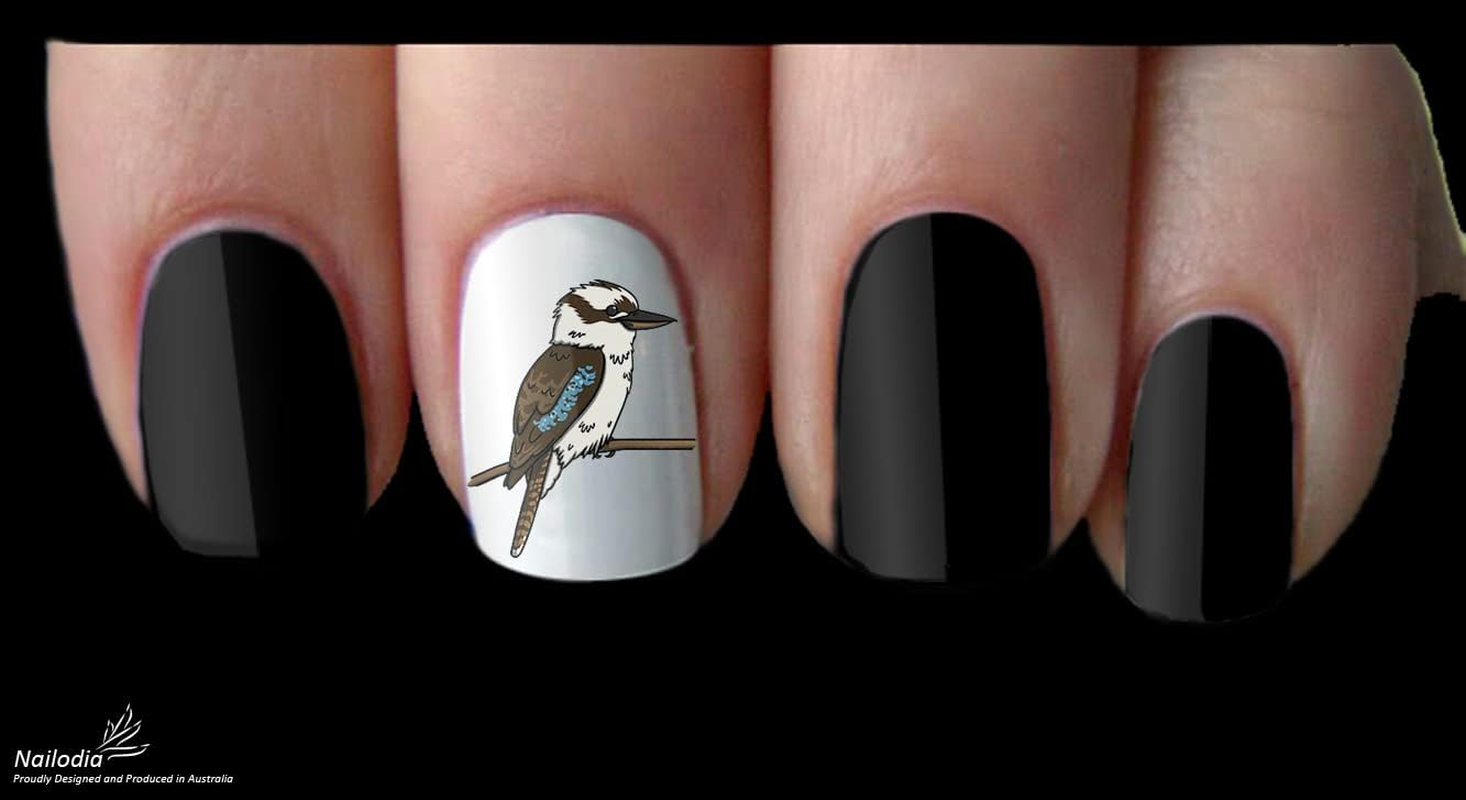 Cute Kookaburra Bird Nail Art Decal Sticker