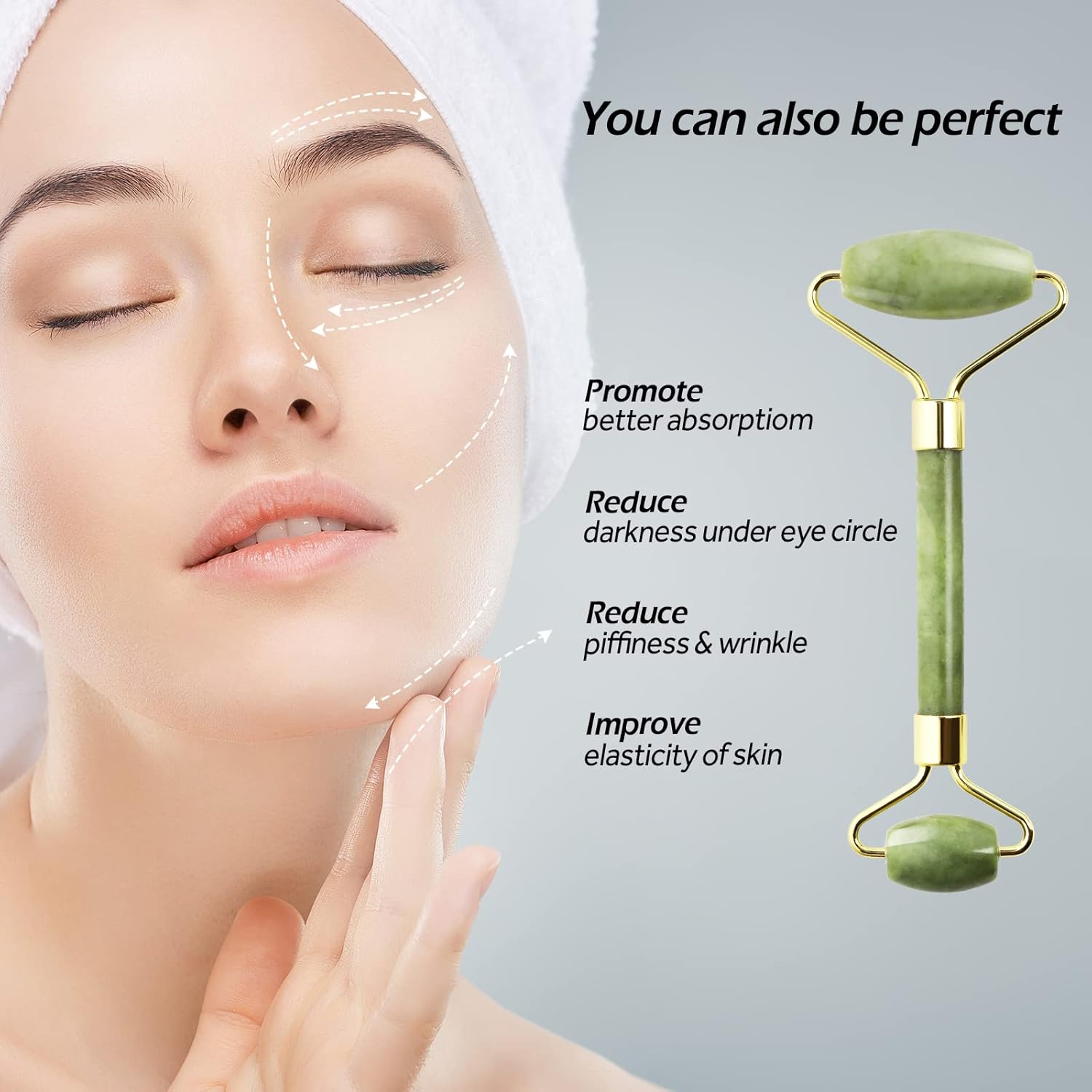 Geeric Jade Roller and Gua Sha Scraping Massage Tool Anti-Aging Quartz Natural Facial Jade Stone Set - Face Eye Neck Beauty Roller for Slimming&Firming - Rejuvenate Skin & Remove Wrinkles Green