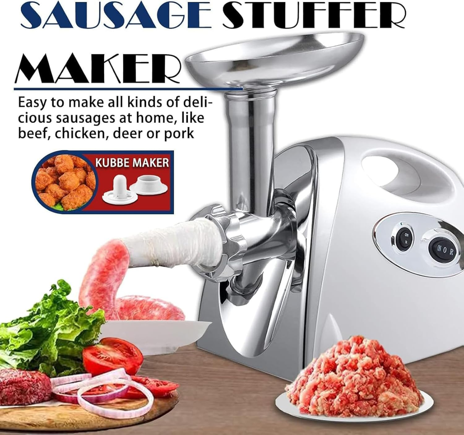 Electric Meat Grinder 800W Stainless Steel Meat Mincer Enema Machine Sausage Stuffer Meat Machine Sausage Maker Metal Food Grinder for Home Kitchen Use image number 2