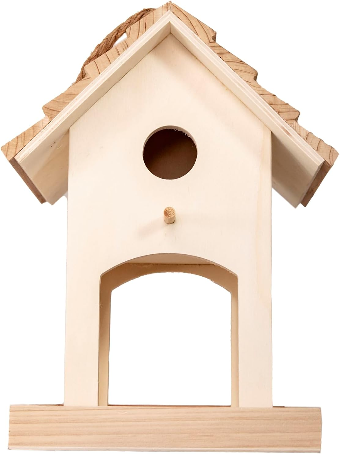 DIY Wooden Bird House,Wild Bird Feeder, Hanging Birdhouse Attract Birds & Beautify Your Yard! (Cream, A) image number 2