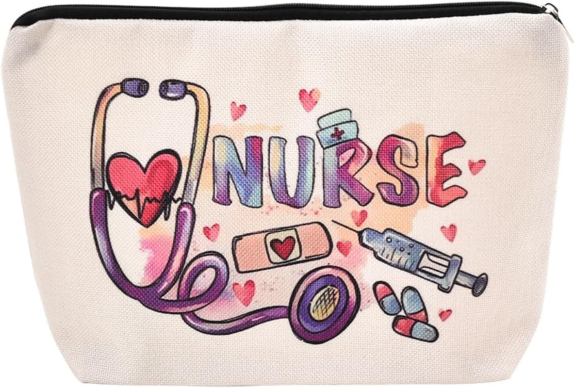 Nurse Makeup Bags Nursing Week Appreciation Gifts for Nurses Coworker Friends Cosmetic Bags for Nurse Nursing Student Graduation Gifts image number 4