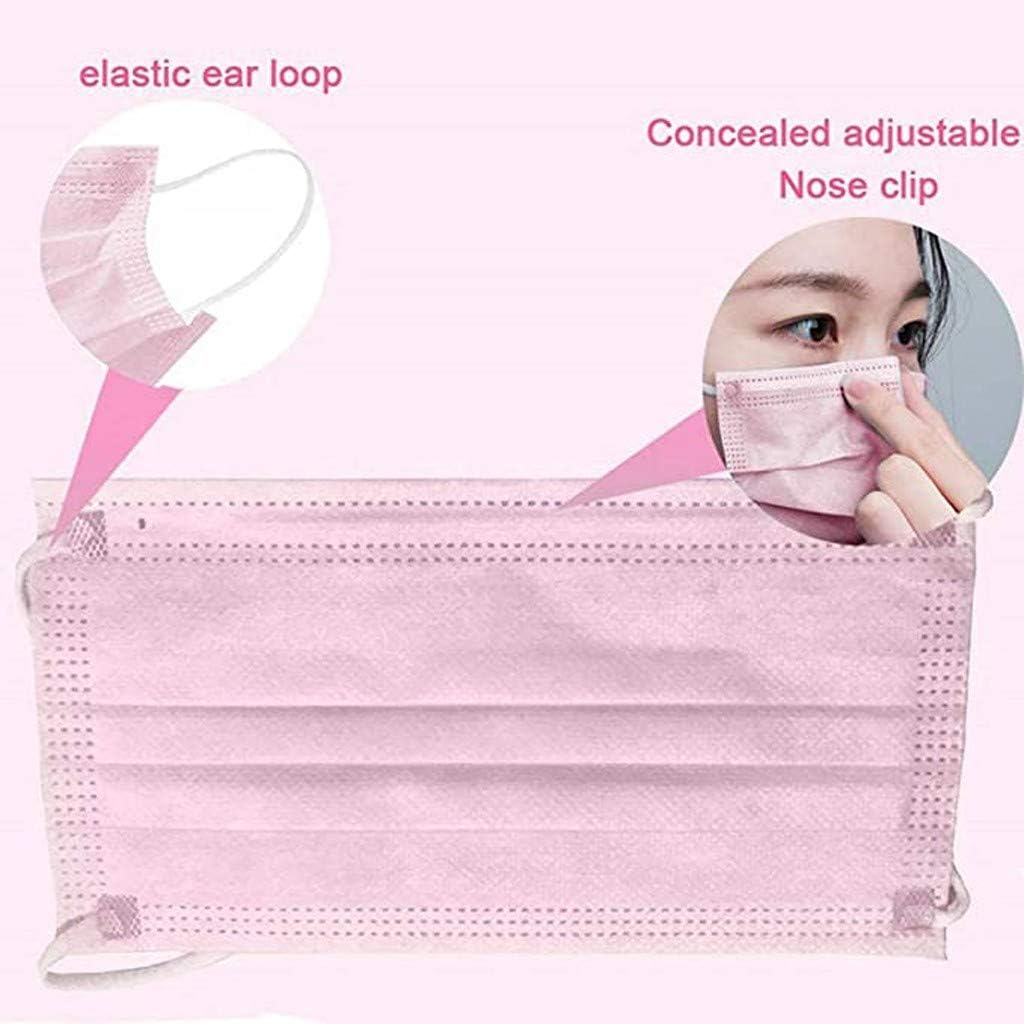 50Pcs Disposable_Face_Mask 3 Ply Face Mouth Protection Shield Filter Breathable (50 Pcs Pink) image number 4