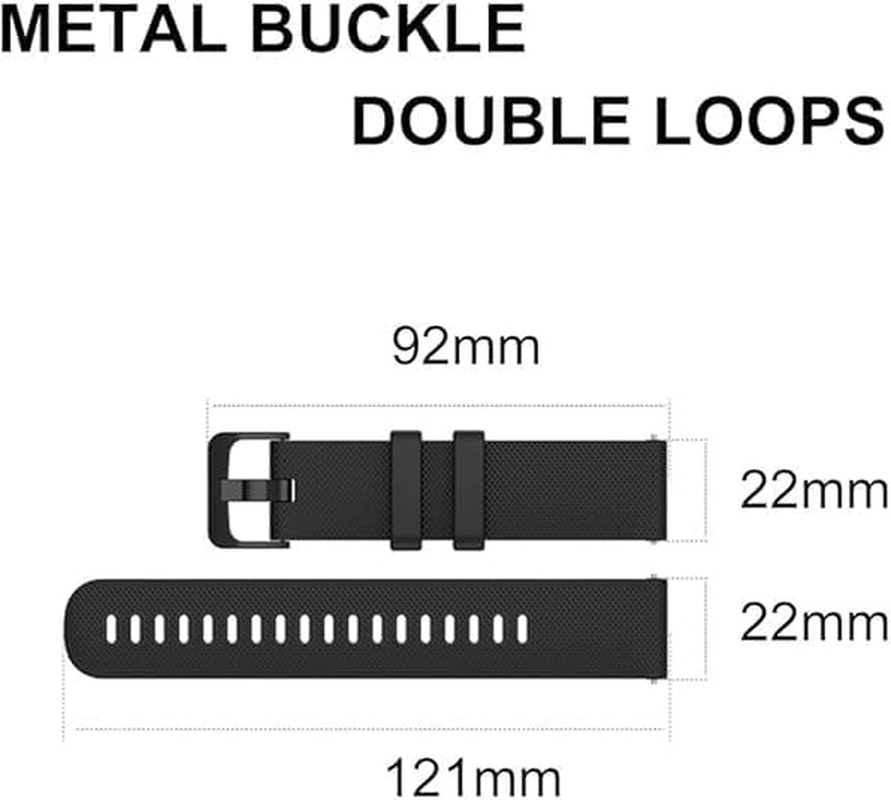 2 Pack 22Mm Silicone Watch Band for Garmin Venu 2/Forerunner 255/Active - Also Fits All 22Mm Flat-End Watches - Quick Release Sport Strap Replacement (Black/Navy Blue) image number 2