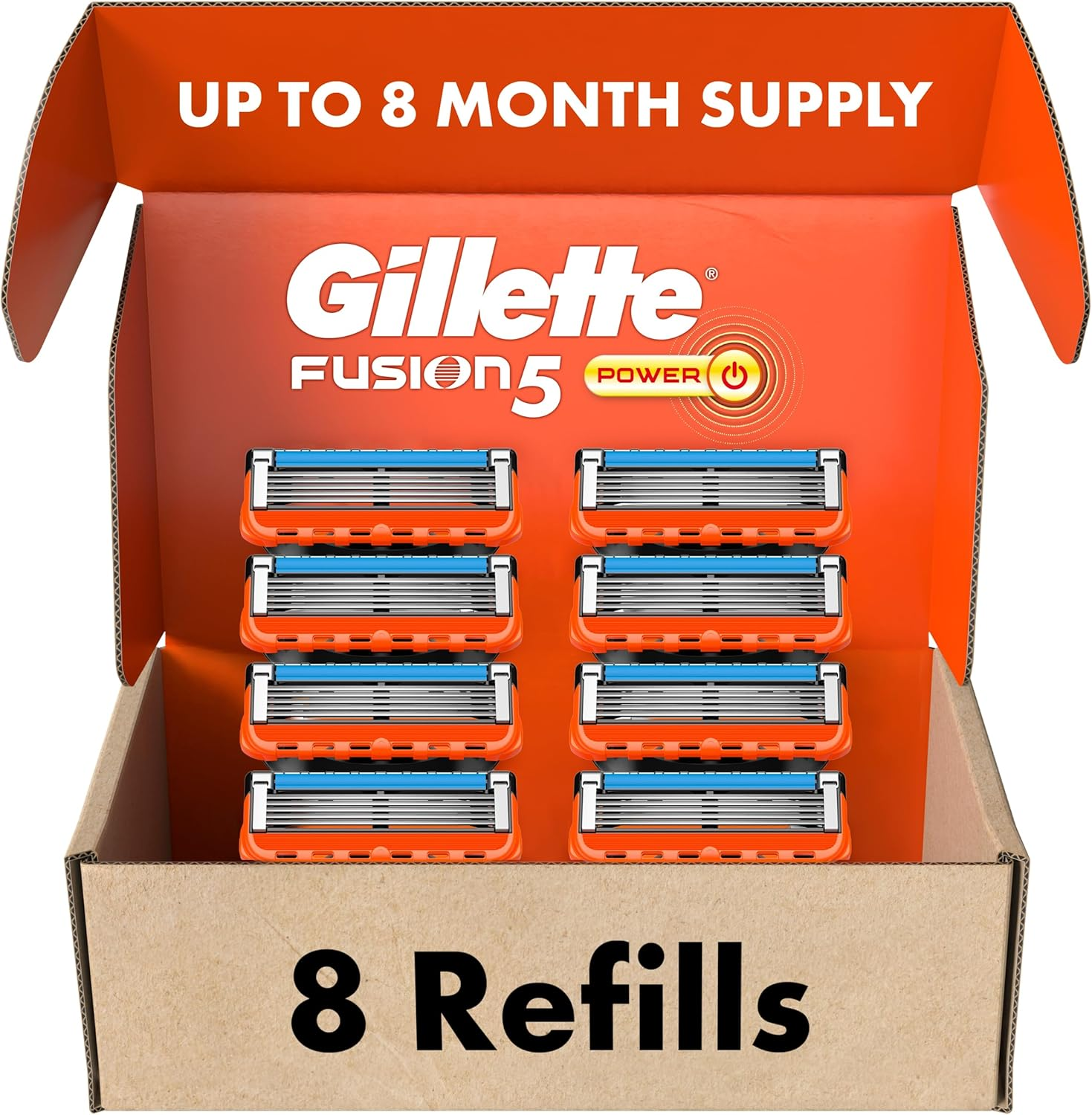 Gillette Fusion5 Power Razor Blade Refills, 8 Count, Lubrastrip for a More Comfortable Shave for Men image number 4
