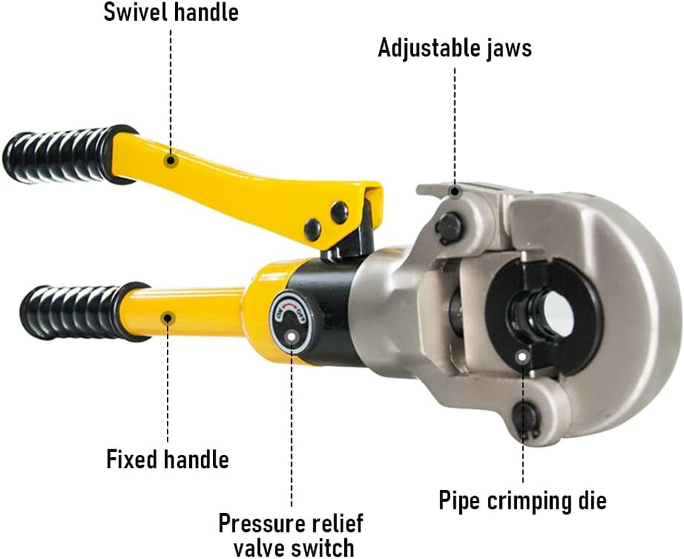 ALPEN OUTDOOR Hydraulic Pipe Crimper Plier Set Tube Plumbing Tool with Crimping Dies for Stainless Steel Fittings-Size M15 M18 M22 M28 Included (Stainless Steel Pipe) image number 6