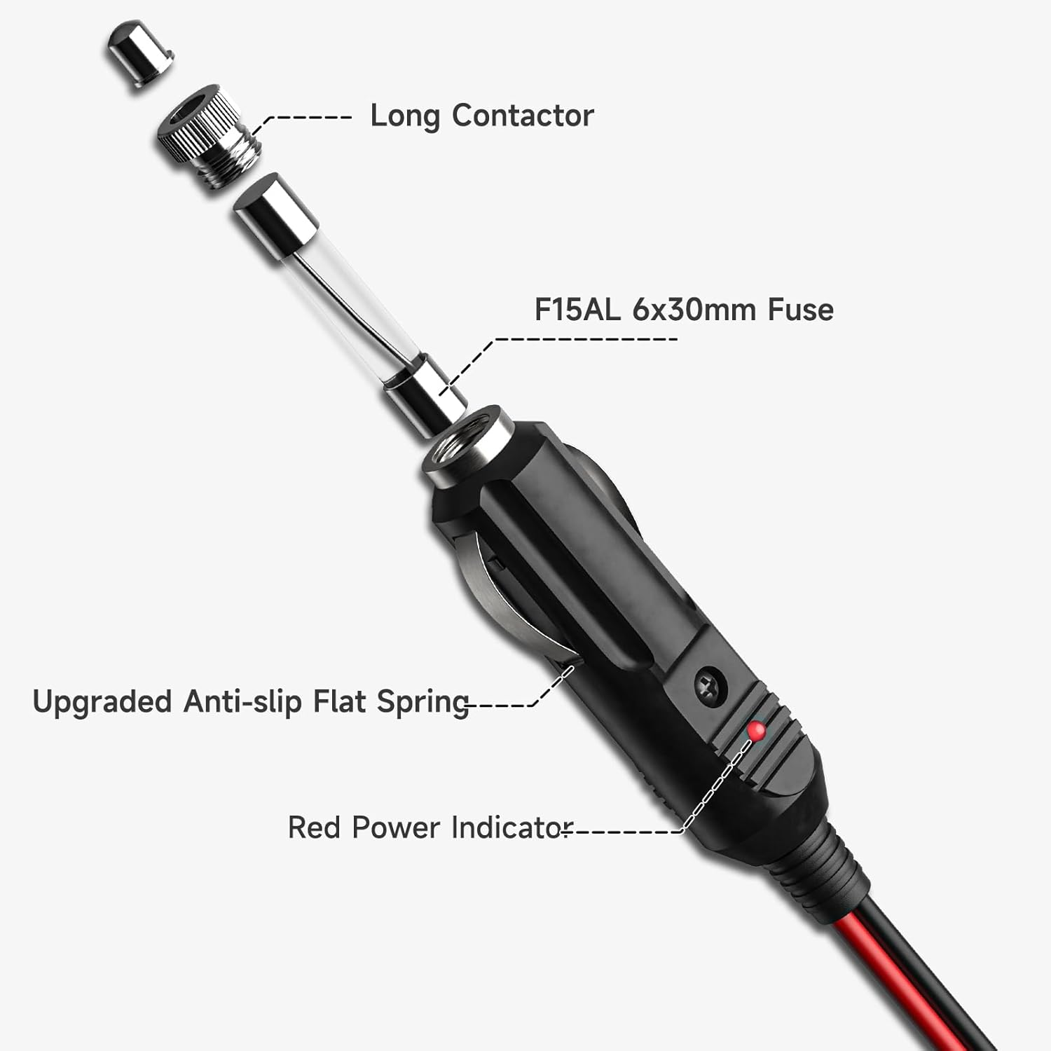 Goupchn Car Cigarette Lighter Splitter 1 to 4 12V 24V Power Charger 4 Way Socket Splitter Cigarette Lighter Extension Cord Cable image number 2