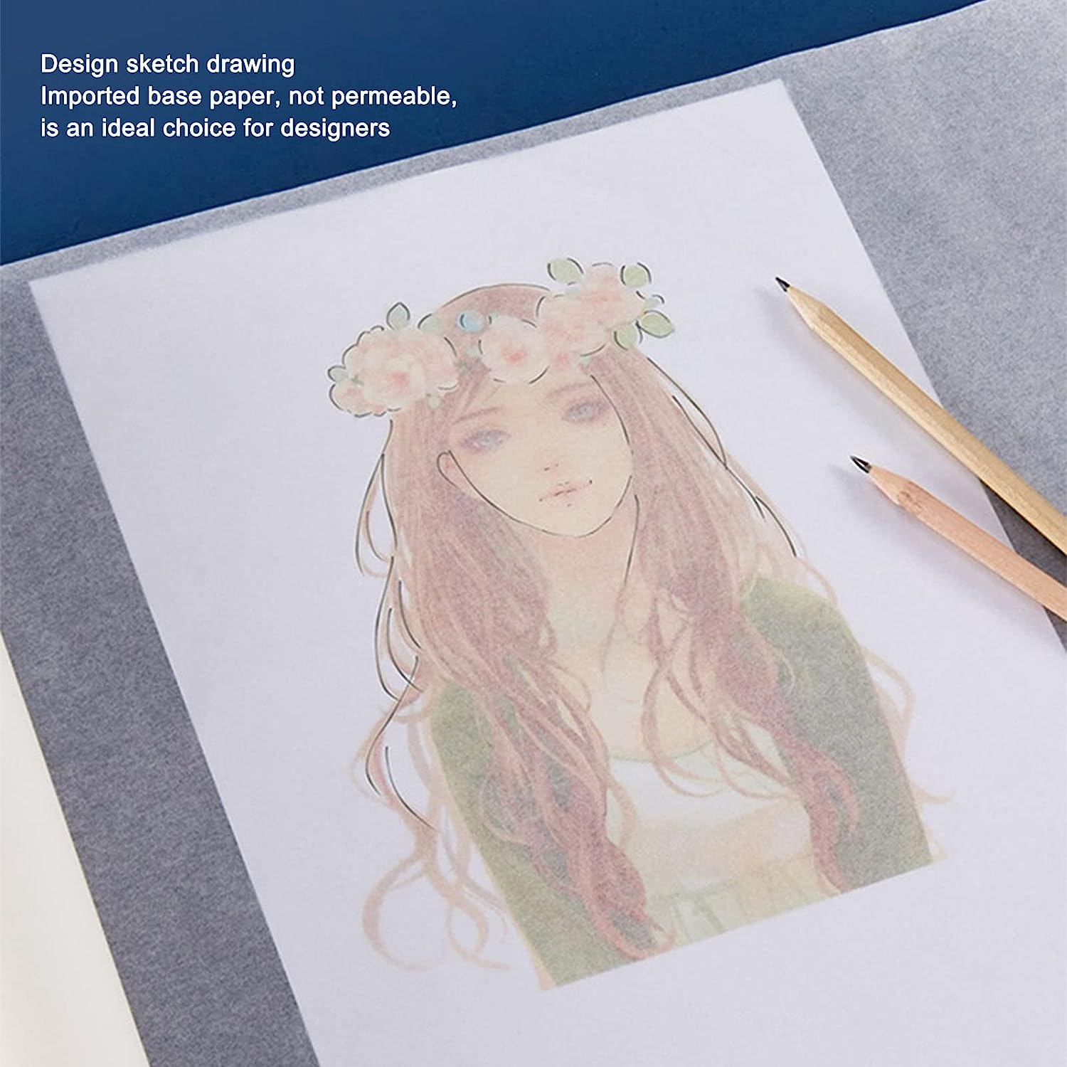 Tracing Paper Roll, 18Inch Wide White High Transparency Clear Ink Absorption Pattern Paper Sketch and Trace Roll for Drawing Paper Sewing Patterns Sketching Crafts (/ 75.5Ft)