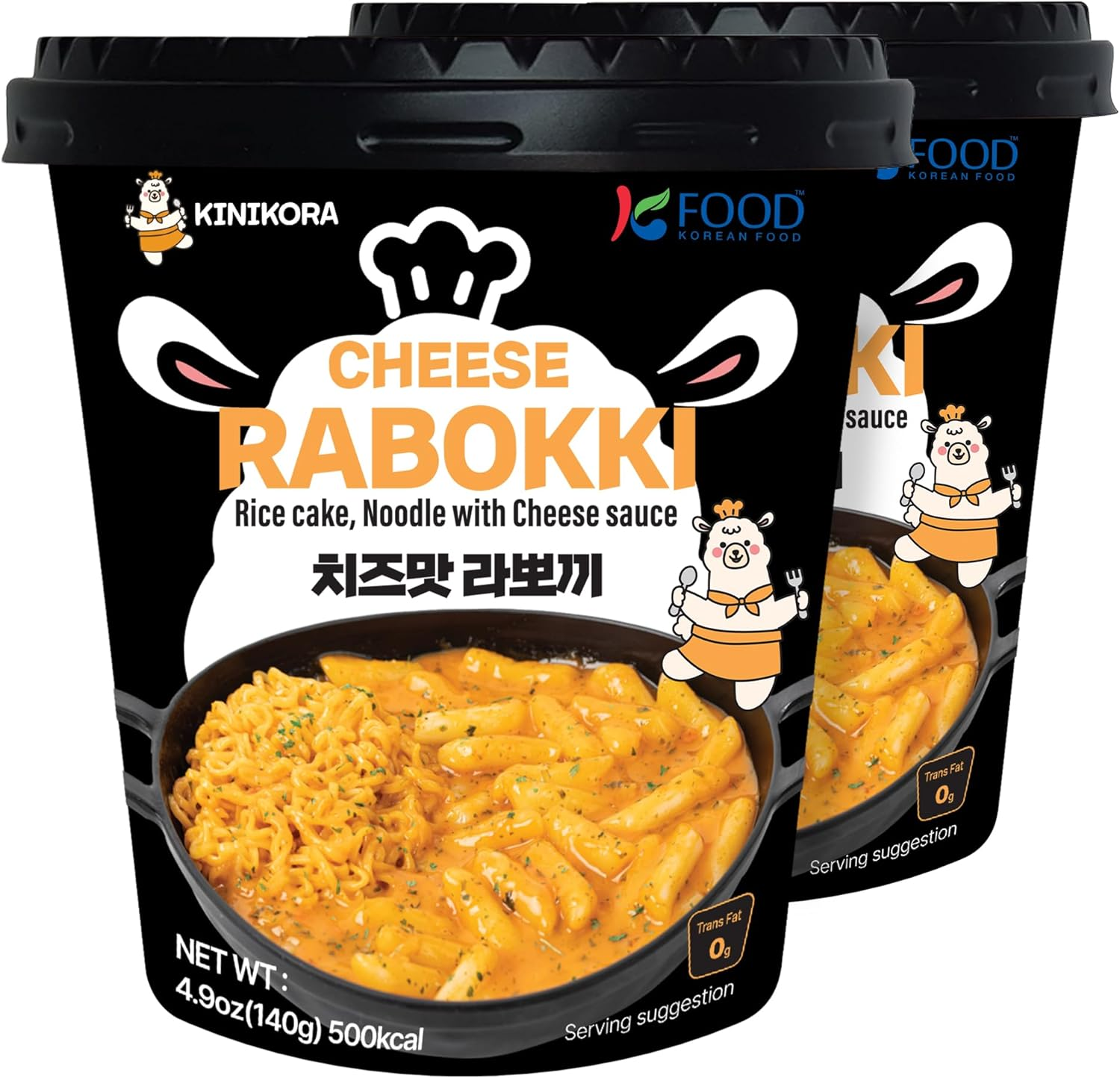 KINIKORA Premium Instant Rabokki Cup - Cheese Flavor, 2 Cups, Korean Ramen & Tteokbokki, Quick and Easy Street Food image number 3