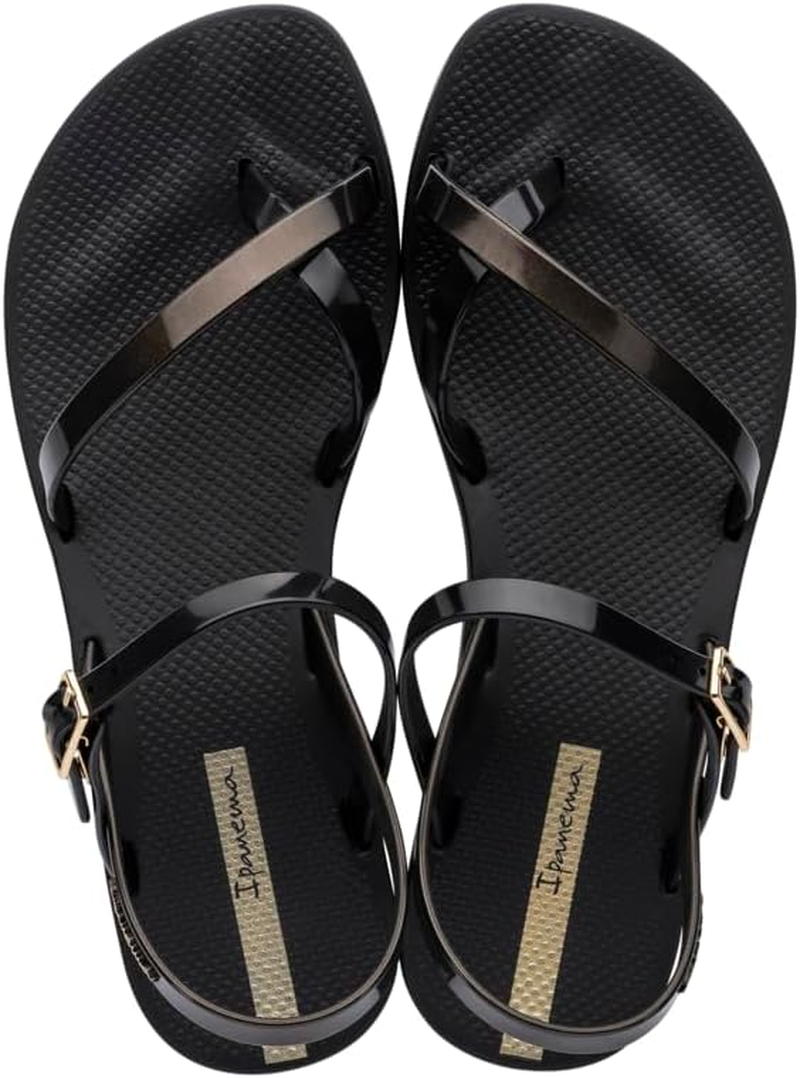 Ipanema Fashion Sand Viii Fem Women'S T-Bar Sandals, Black, Gold, Black, 8 US