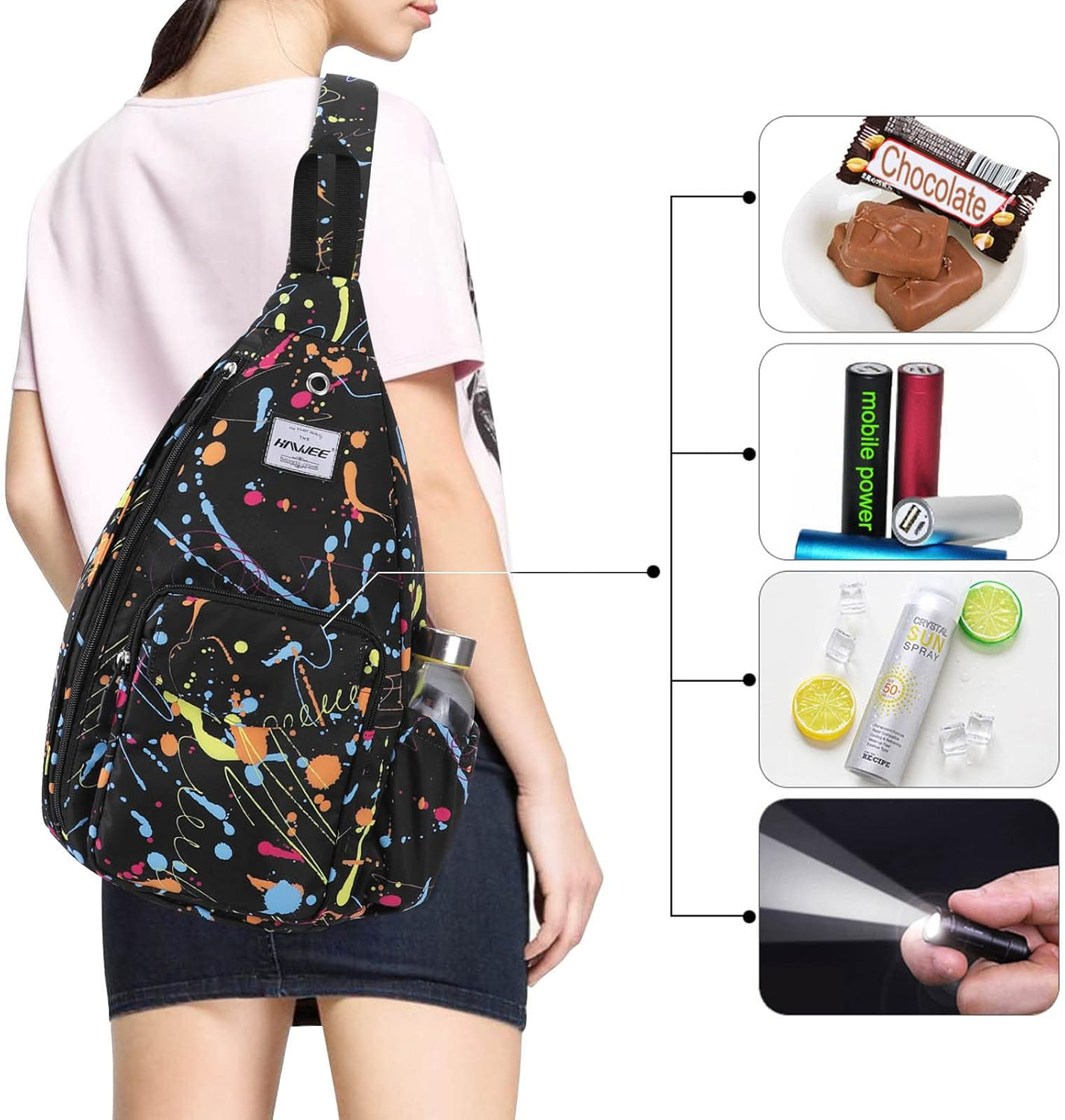 HAWEE Backpack Sling for Women Anti-Water Crossbody Bag Inclined Adjustable Pack image number 3